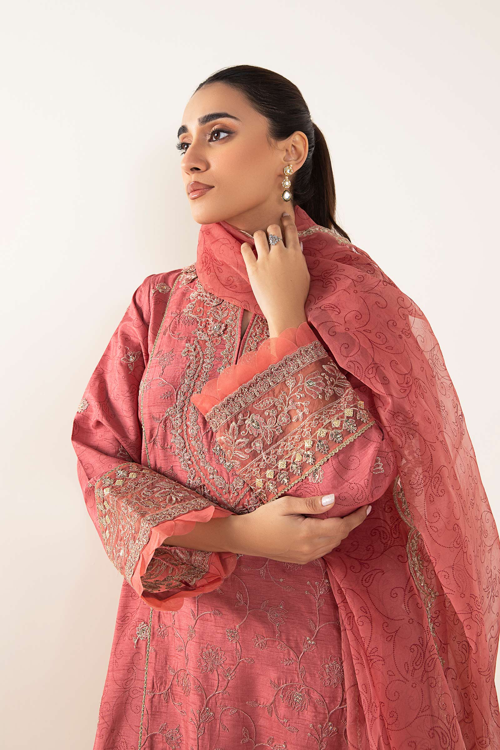 2 Pc Embroidered Raw Silk Suit - Image 2