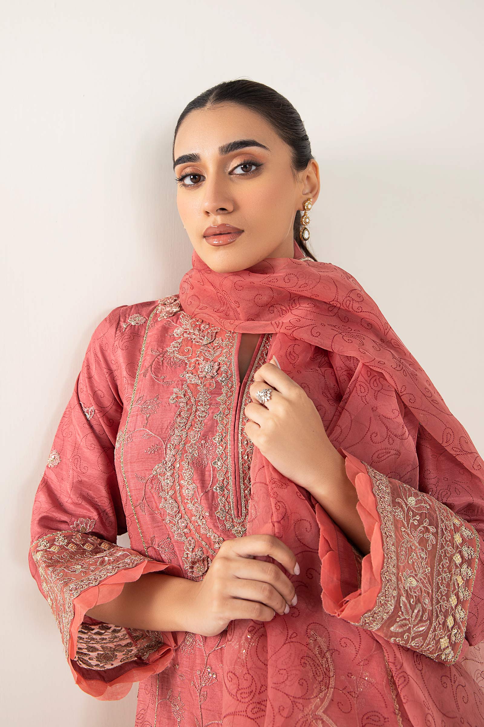 2 Pc Embroidered Raw Silk Suit - Image 3