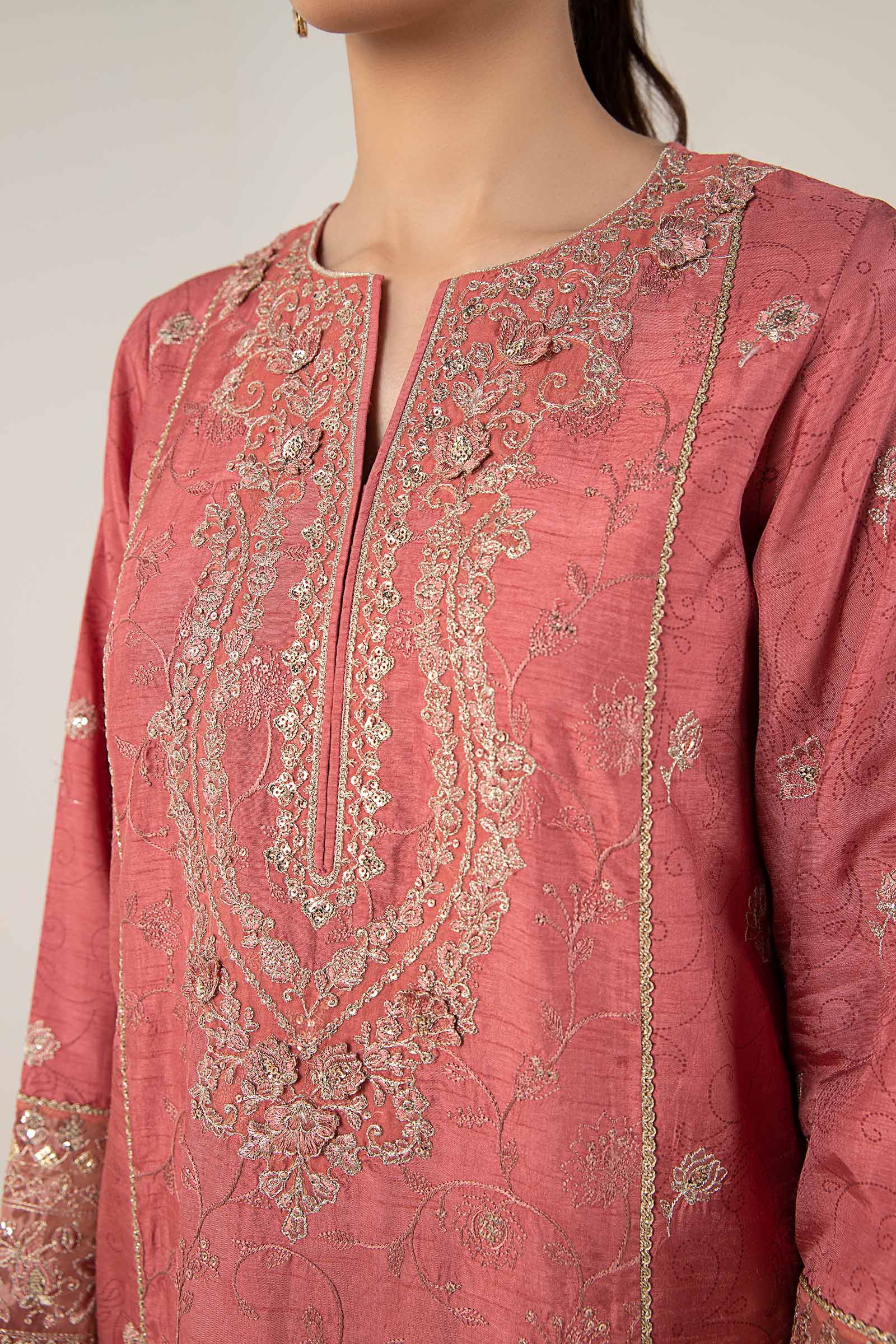 2 Pc Embroidered Raw Silk Suit - Image 4