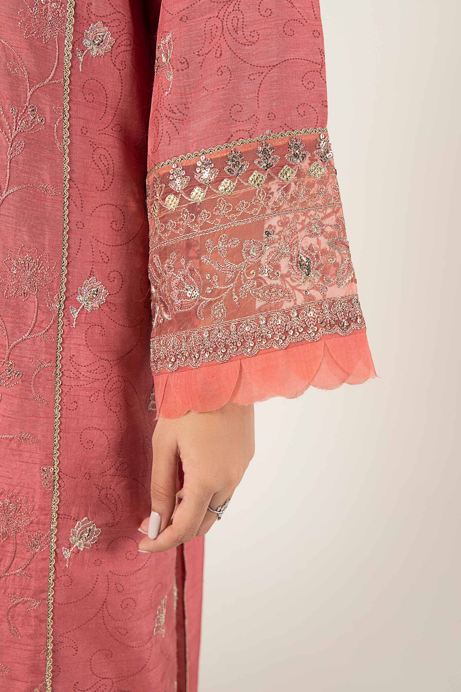 2 Pc Embroidered Raw Silk Suit - Image 5