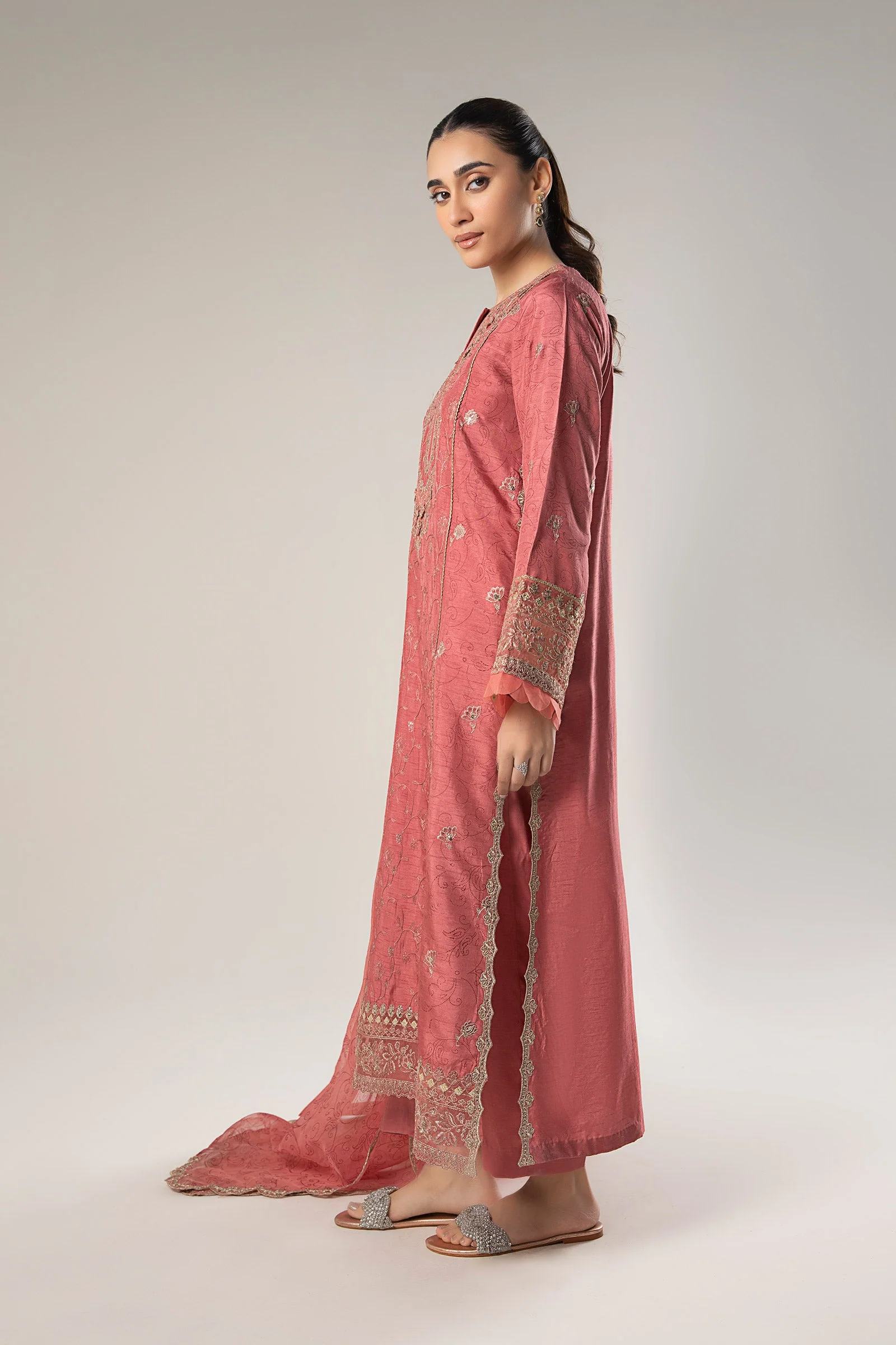 2 Pc Embroidered Raw Silk Suit - Image 6