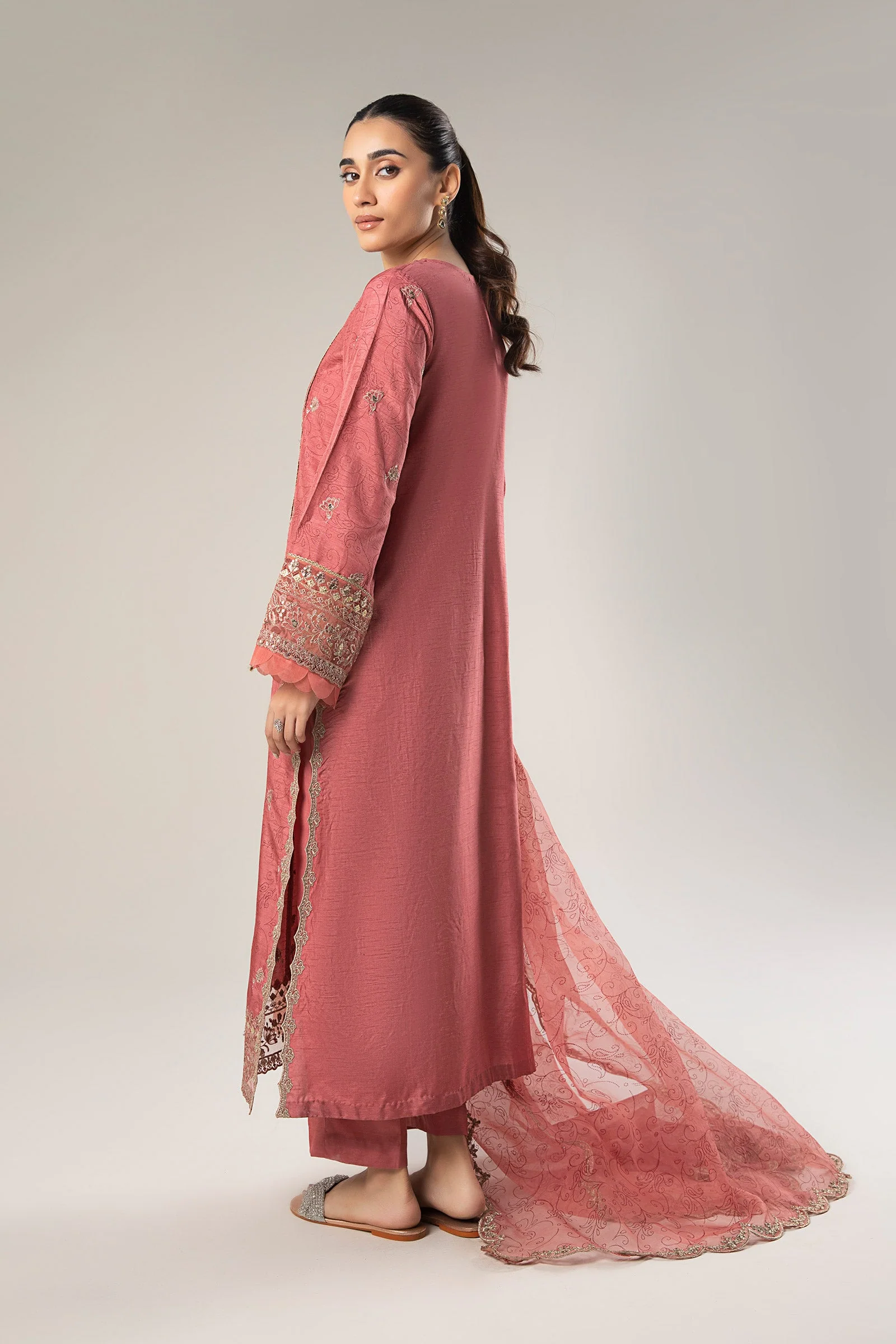 2 Pc Embroidered Raw Silk Suit - Image 7