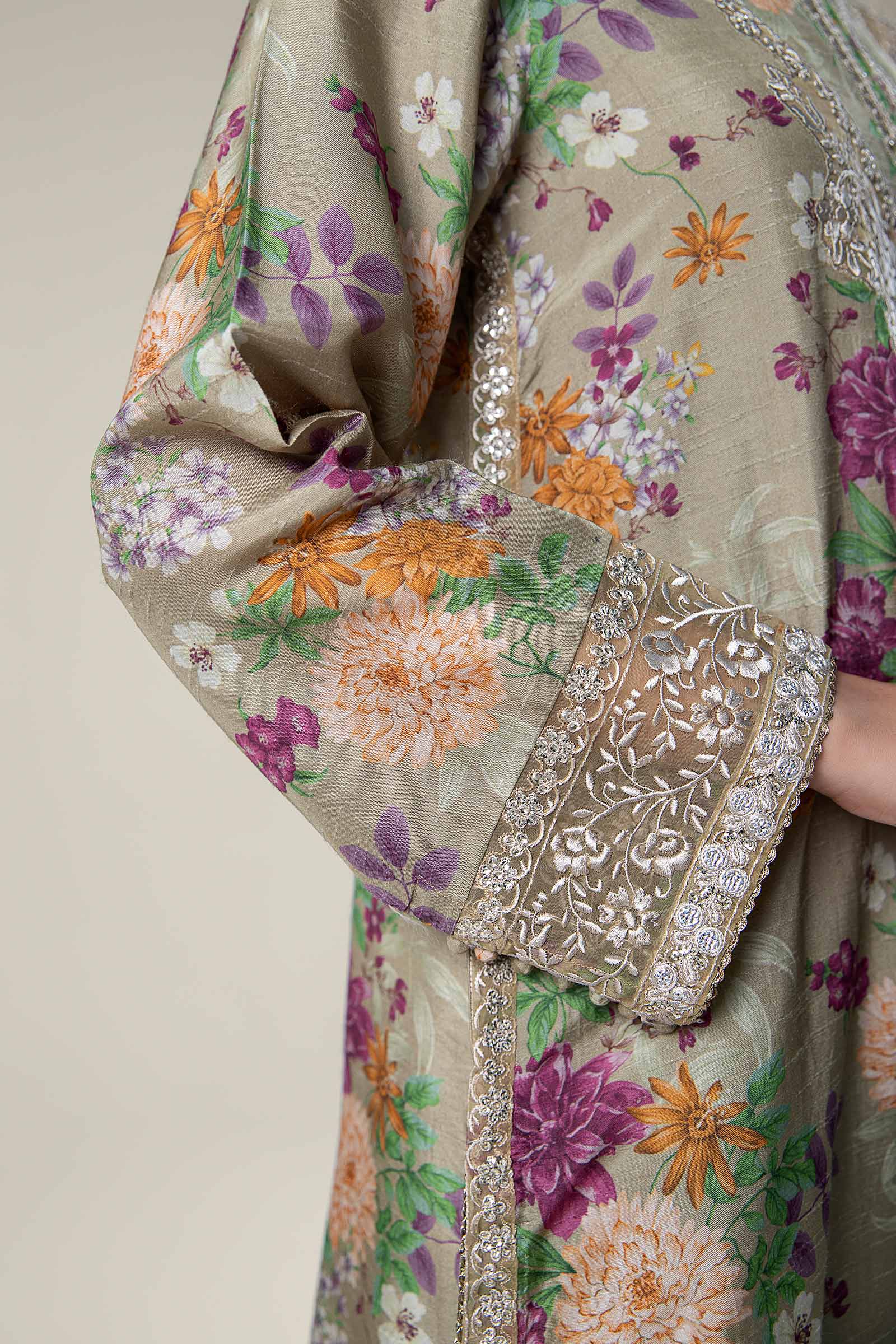 2 Pc Pinted Raw Silk Suit - Image 5