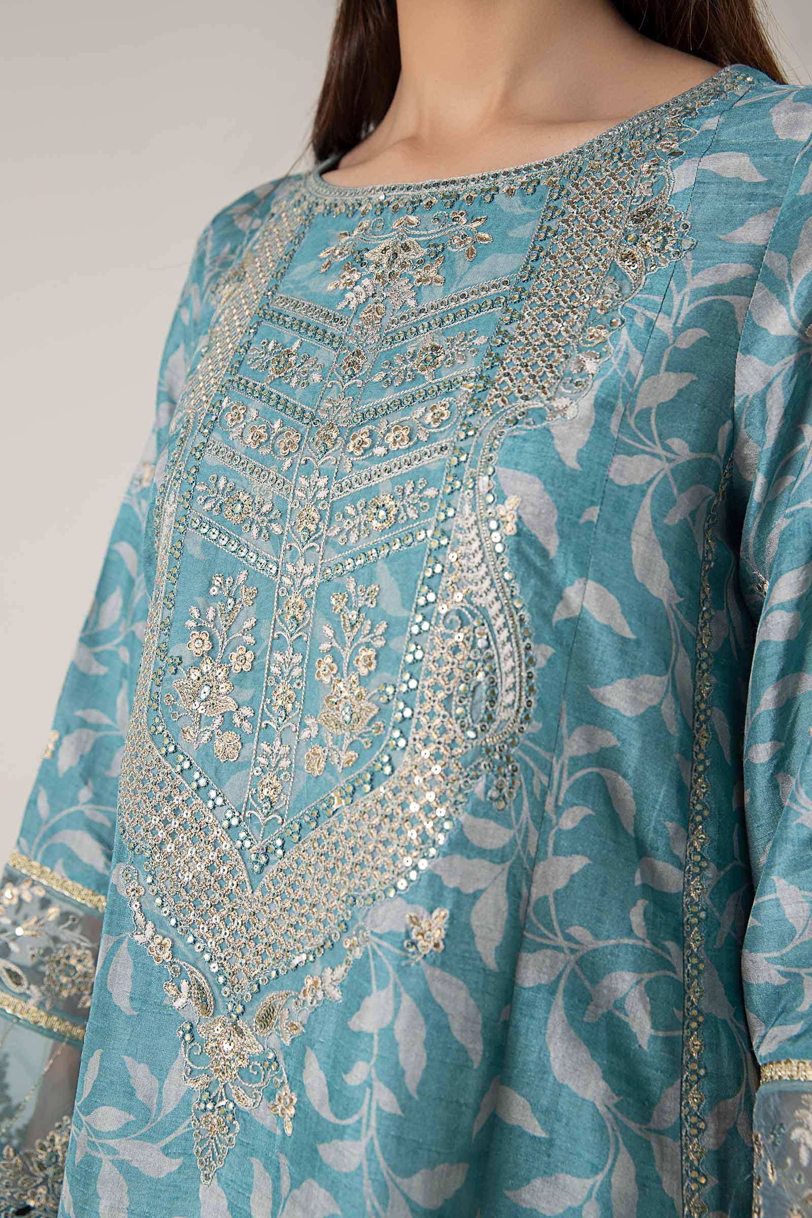 2 Pc Pinted Raw Silk Suit - Image 4