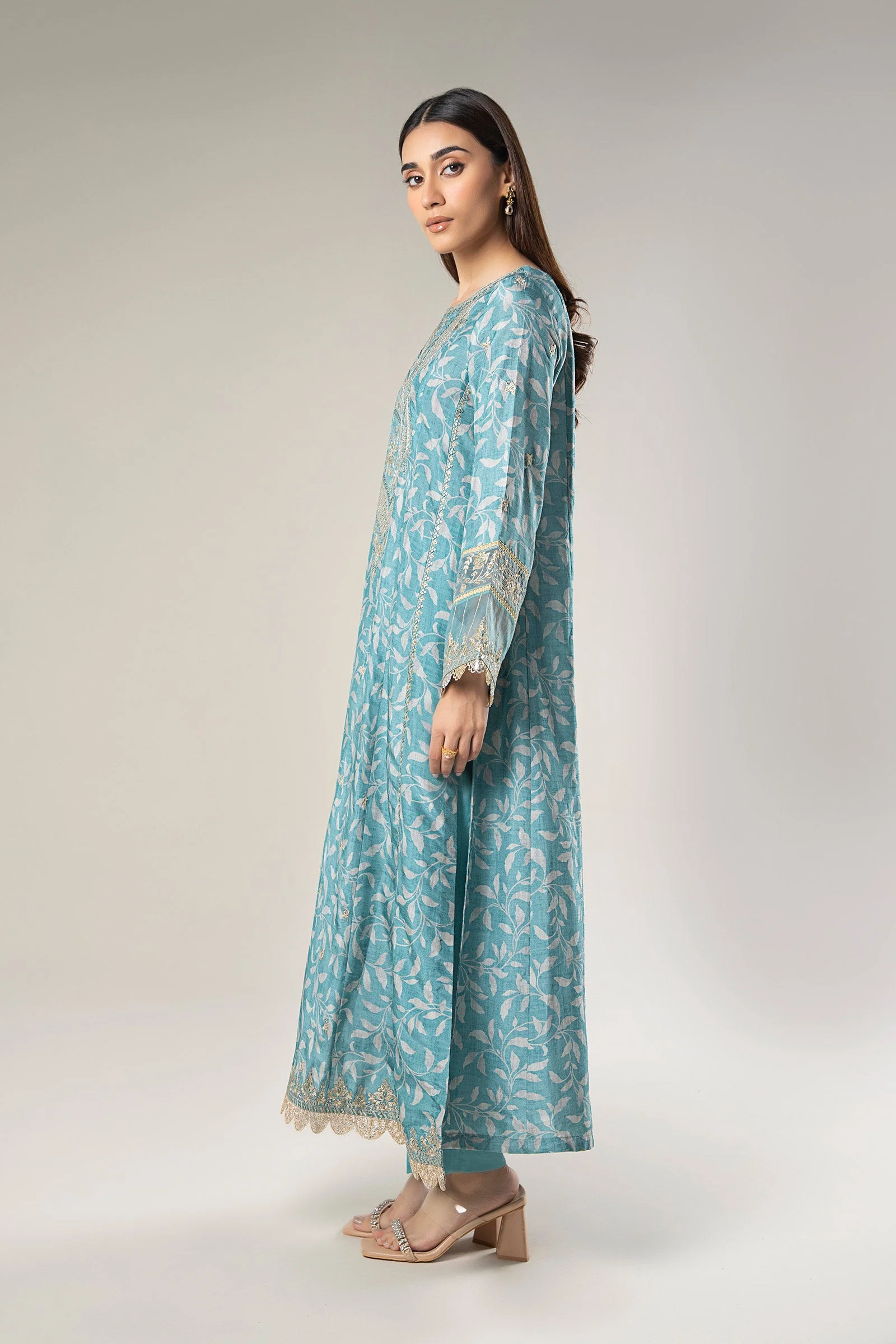2 Pc Pinted Raw Silk Suit - Image 6