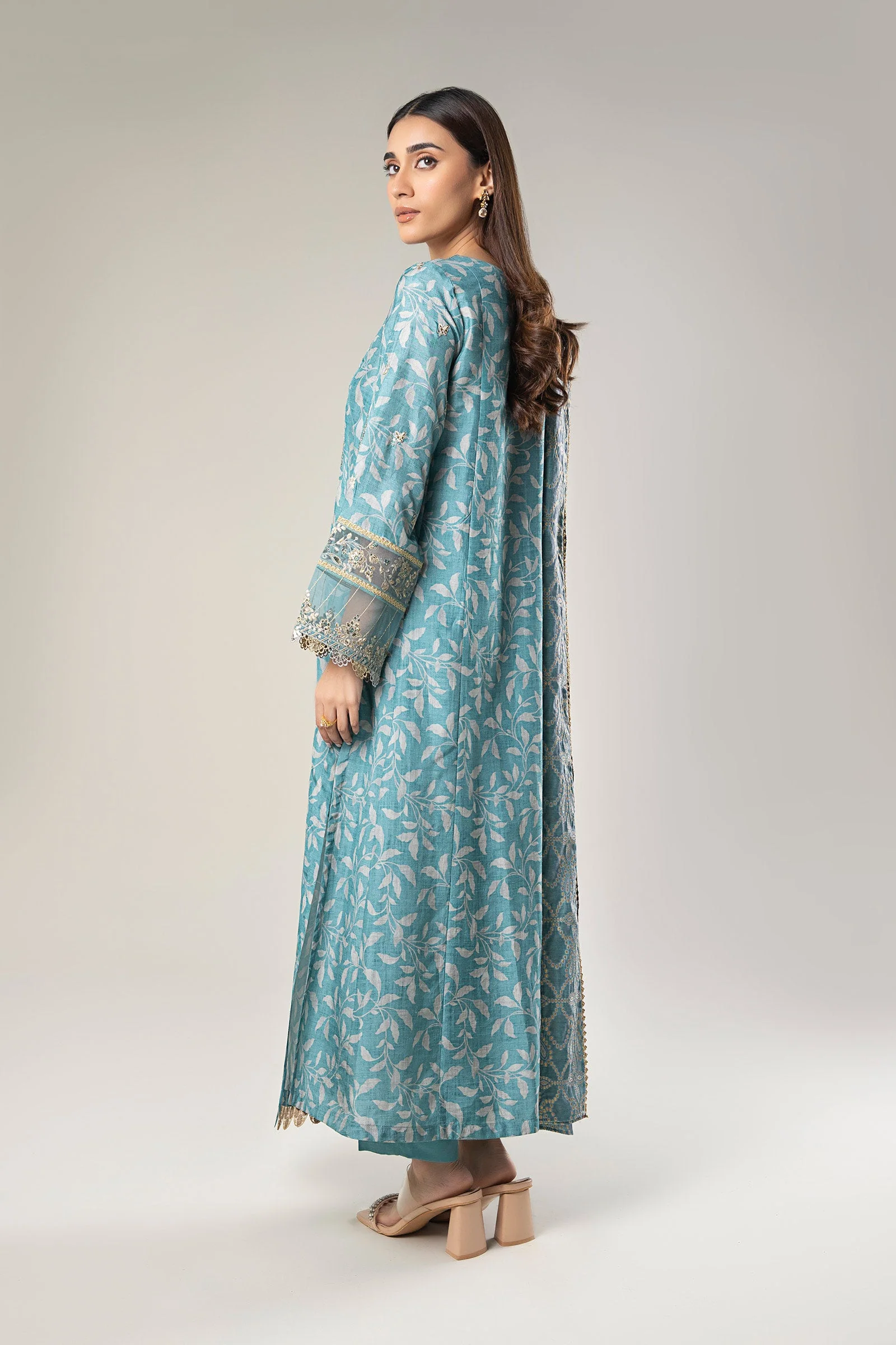 2 Pc Pinted Raw Silk Suit - Image 7