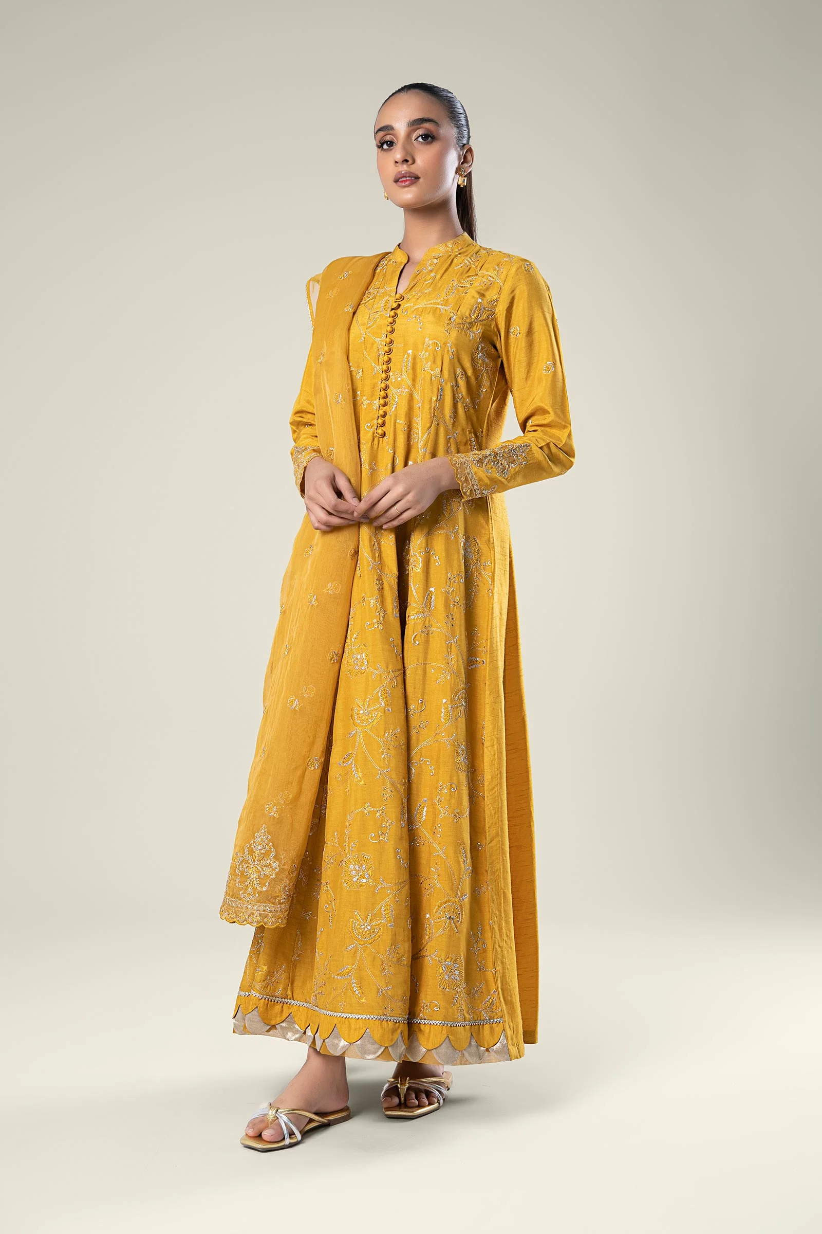 2 Pc Embroidered Raw Silk Suit - Image 2