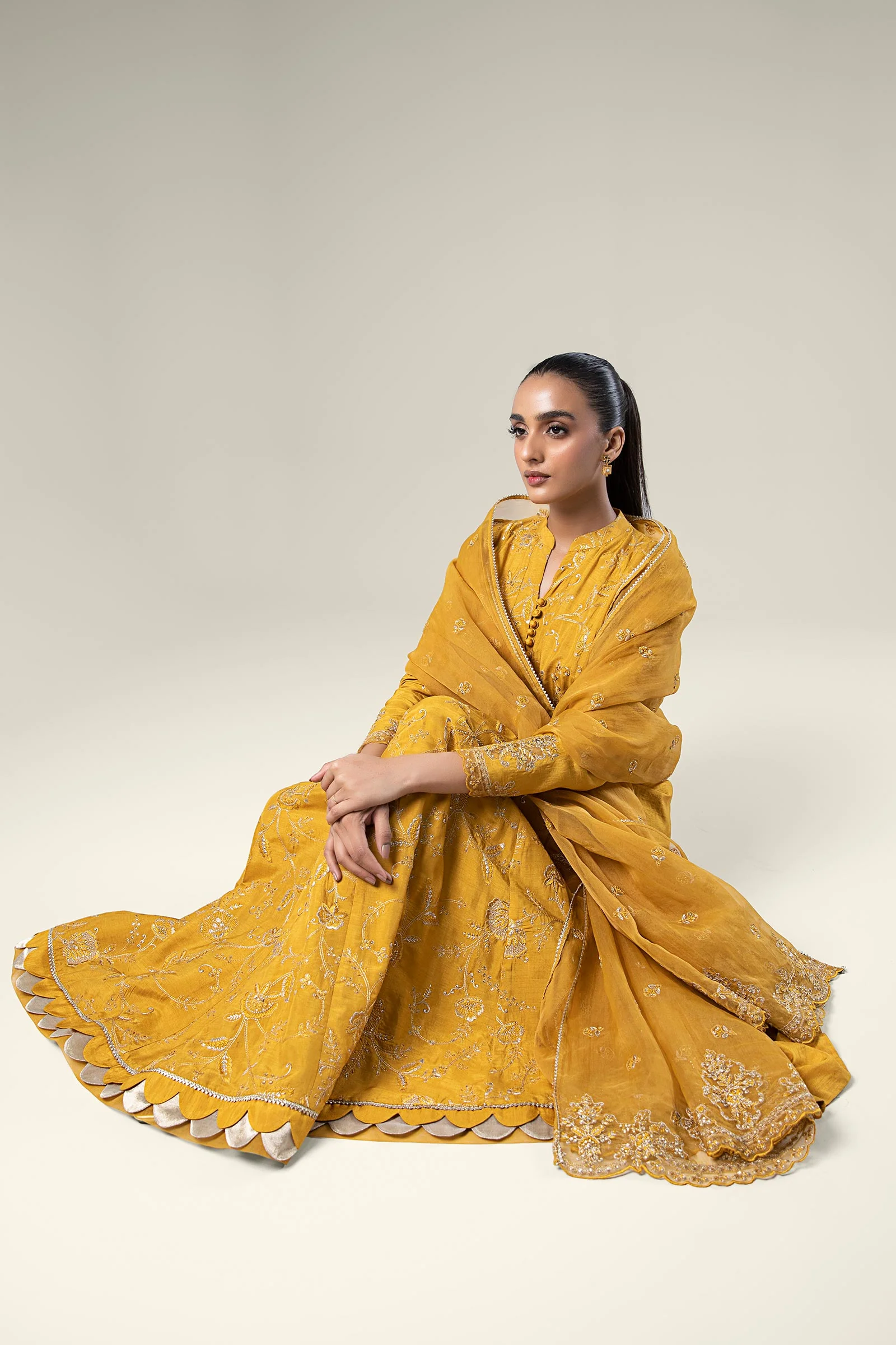 2 Pc Embroidered Raw Silk Suit - Image 3