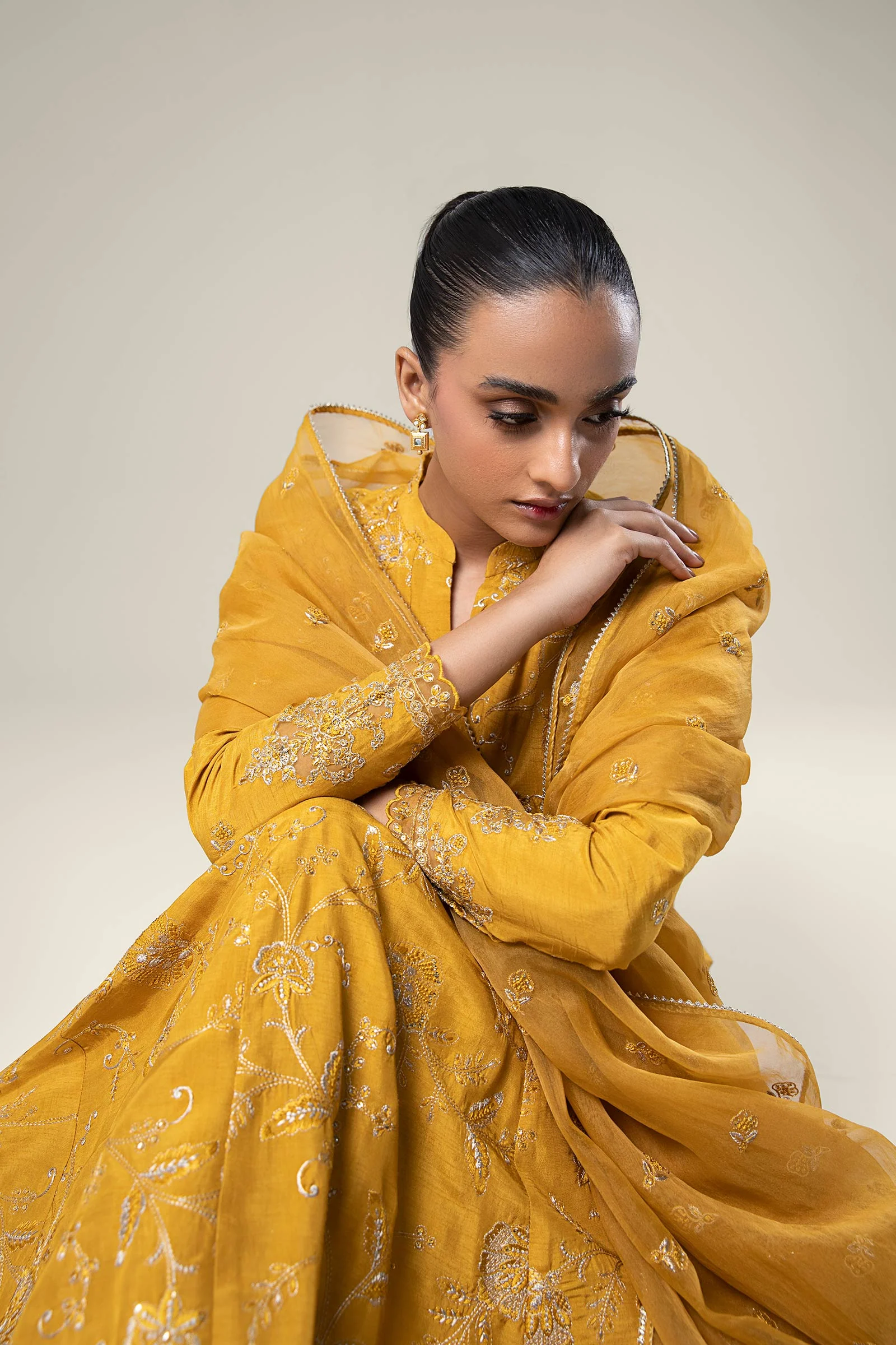 2 Pc Embroidered Raw Silk Suit - Image 4