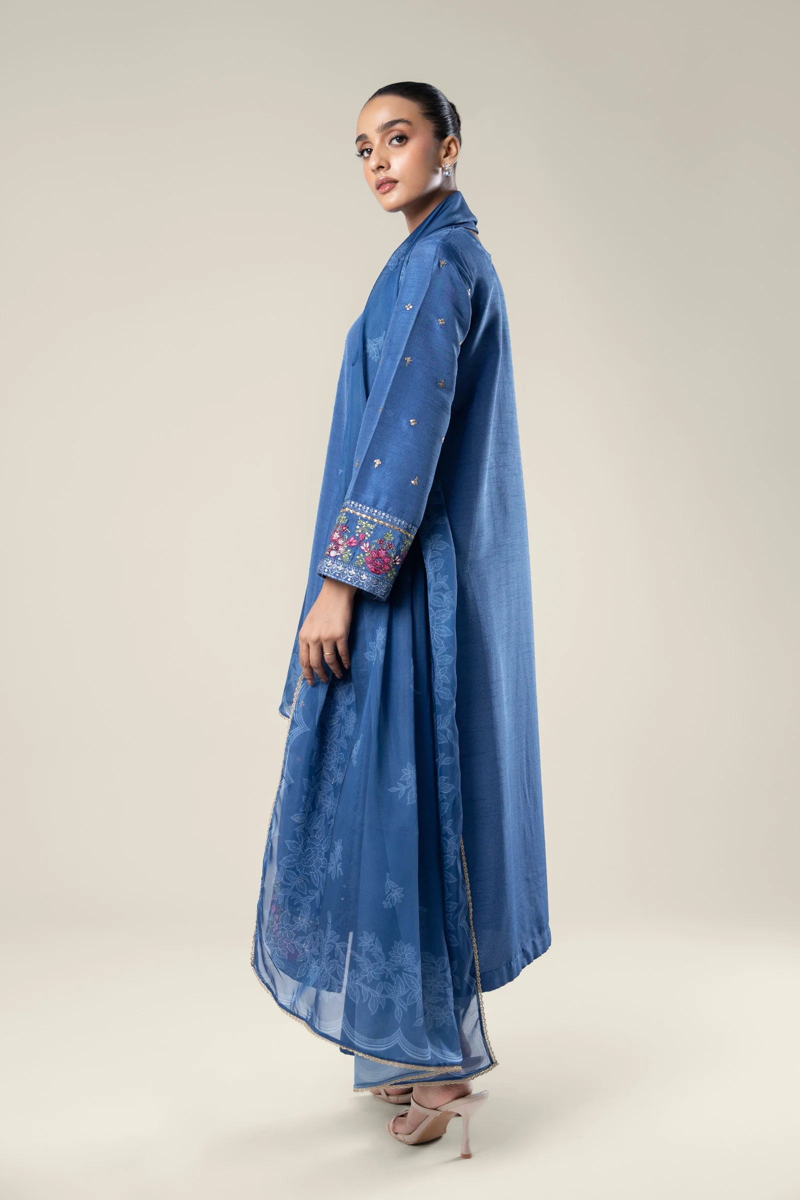 2 Pc Embroidered Raw Silk Suit - Image 5