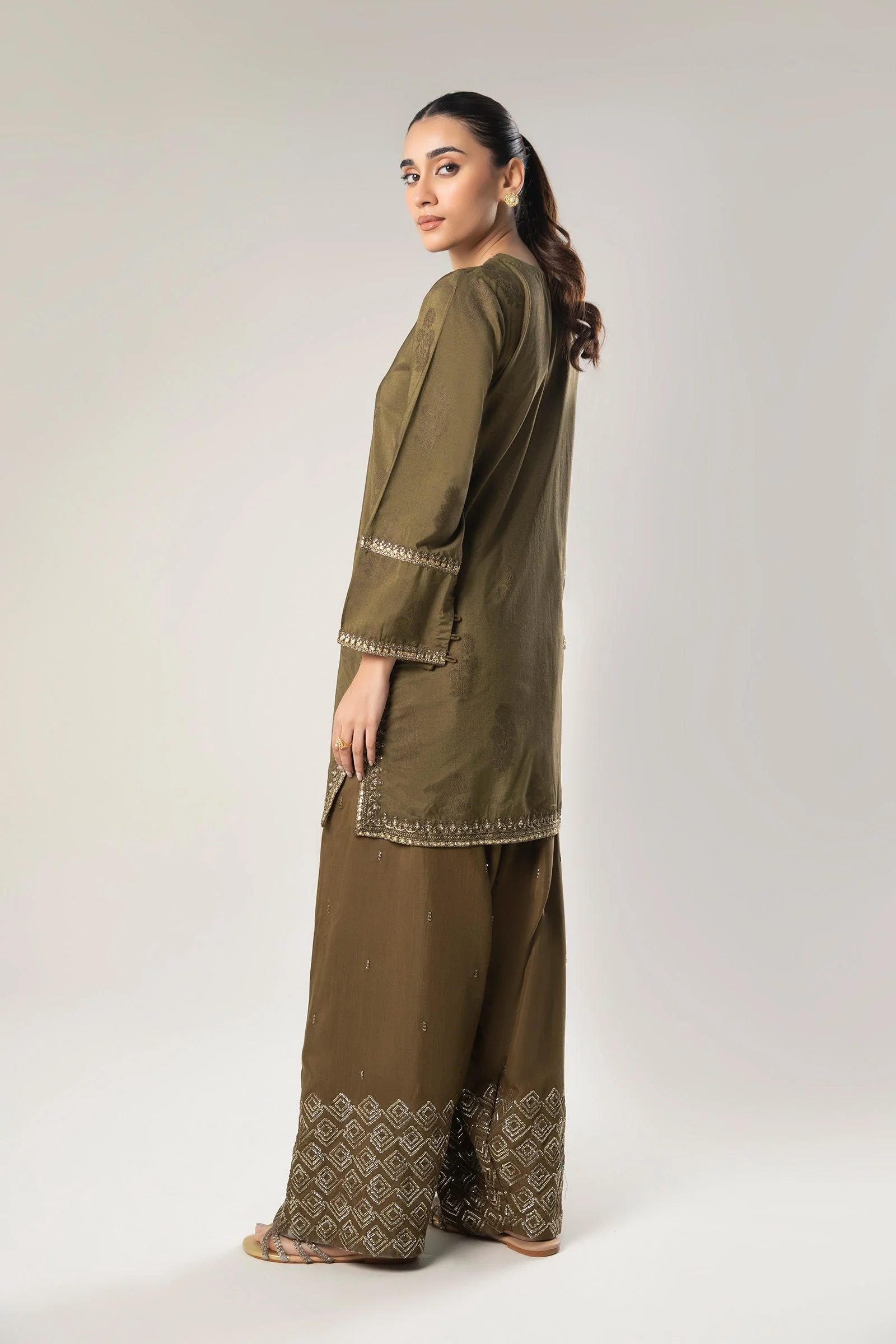 2 Pc Embroidered Jacquard Suit - Image 7