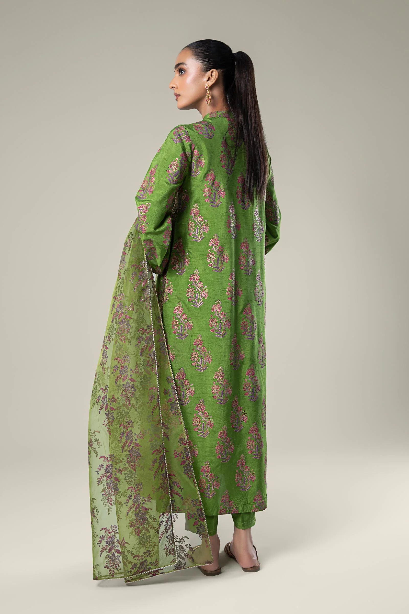 3 Pc Embroidered Raw Silk Suit - Image 6