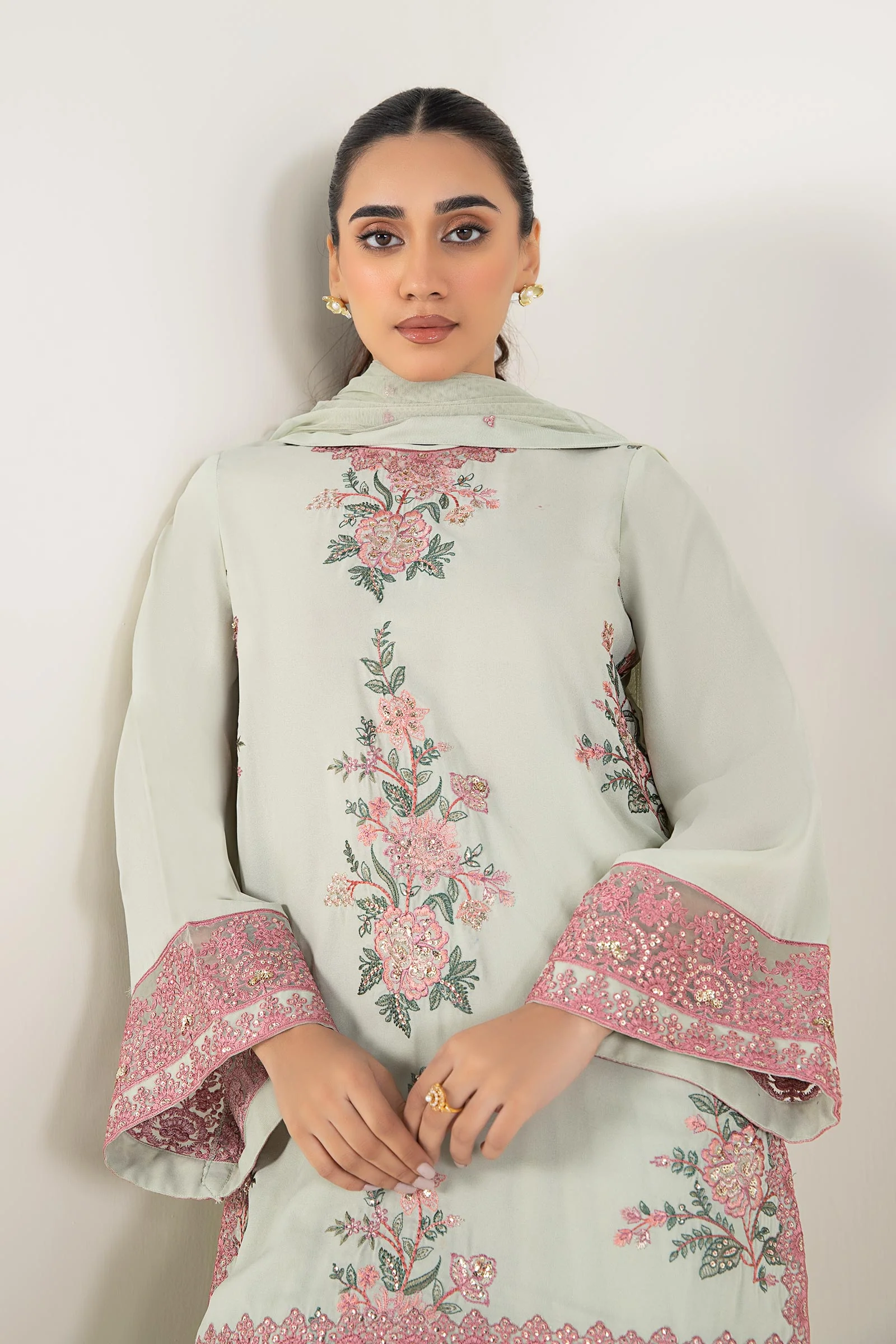 3 Pc Embroidered Chiffon Suit - Image 3