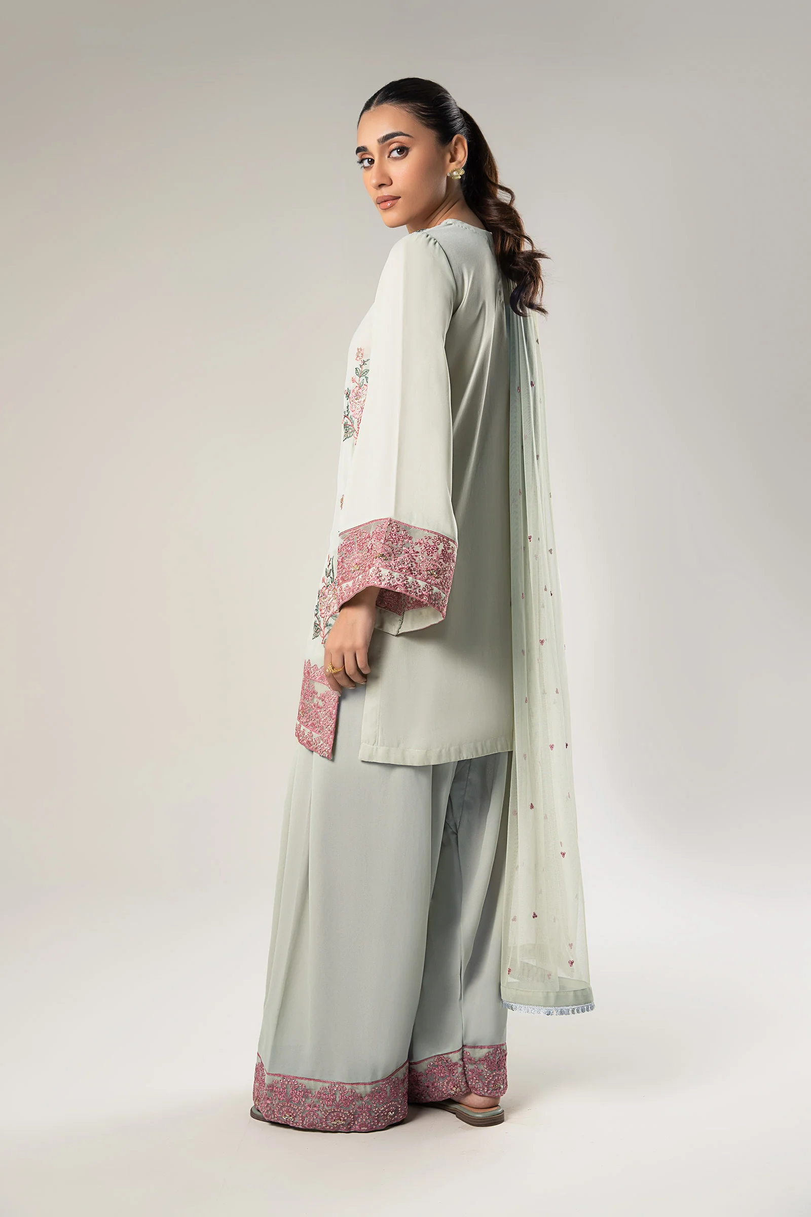 3 Pc Embroidered Chiffon Suit - Image 7