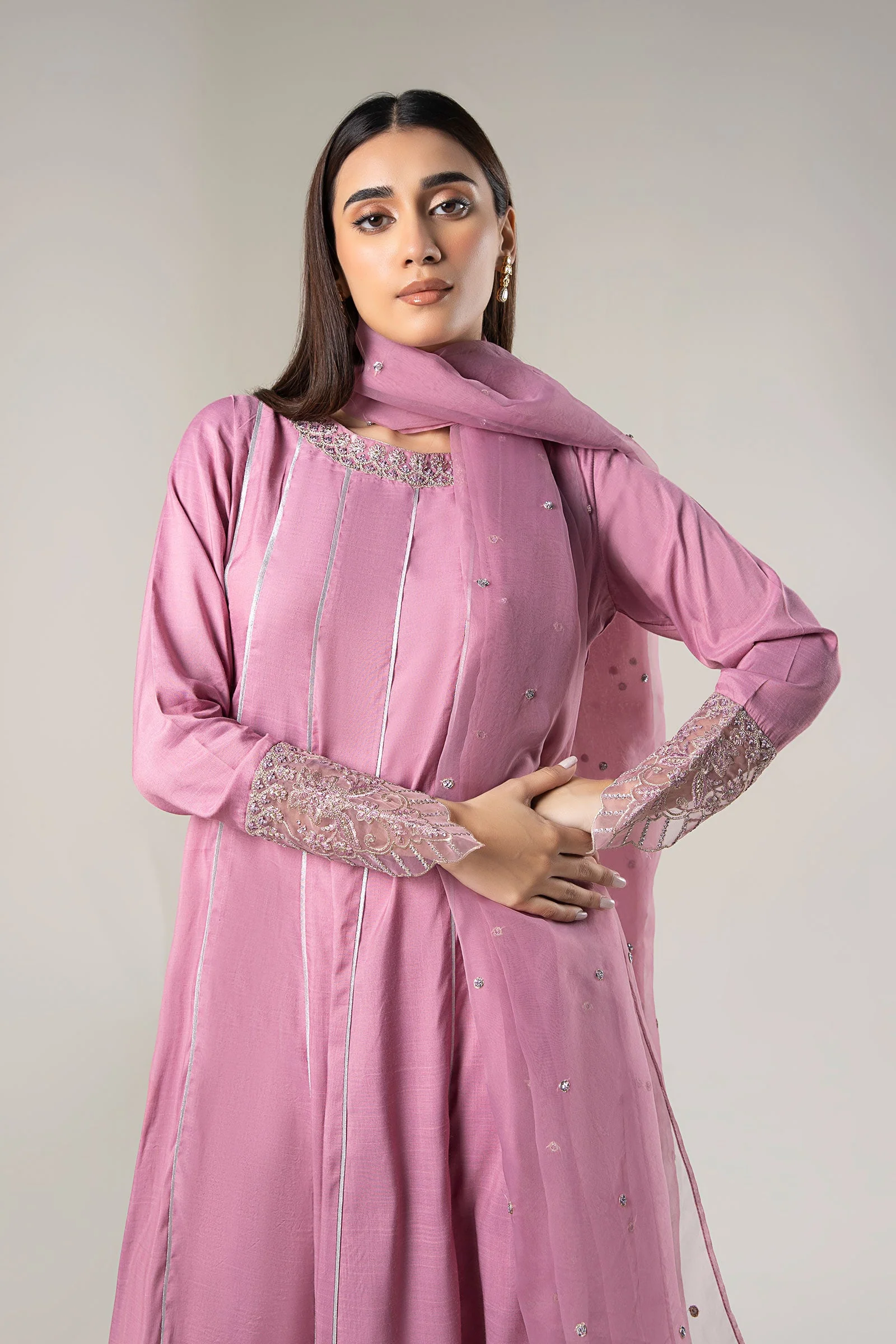 2 Pc Embroidered Raw Silk Suit - Image 2