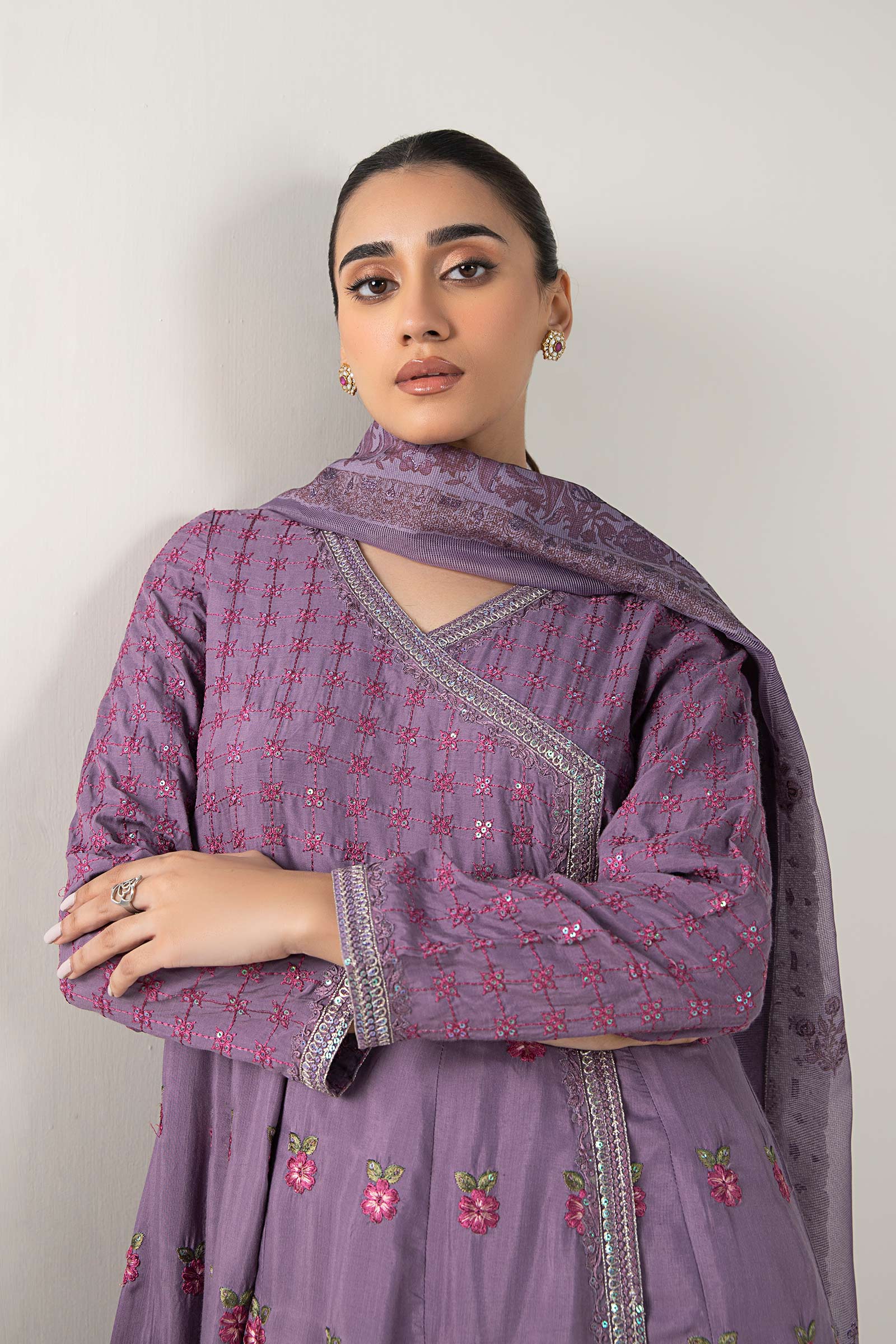 2 Pc Embroidered Raw Silk Suit - Image 2