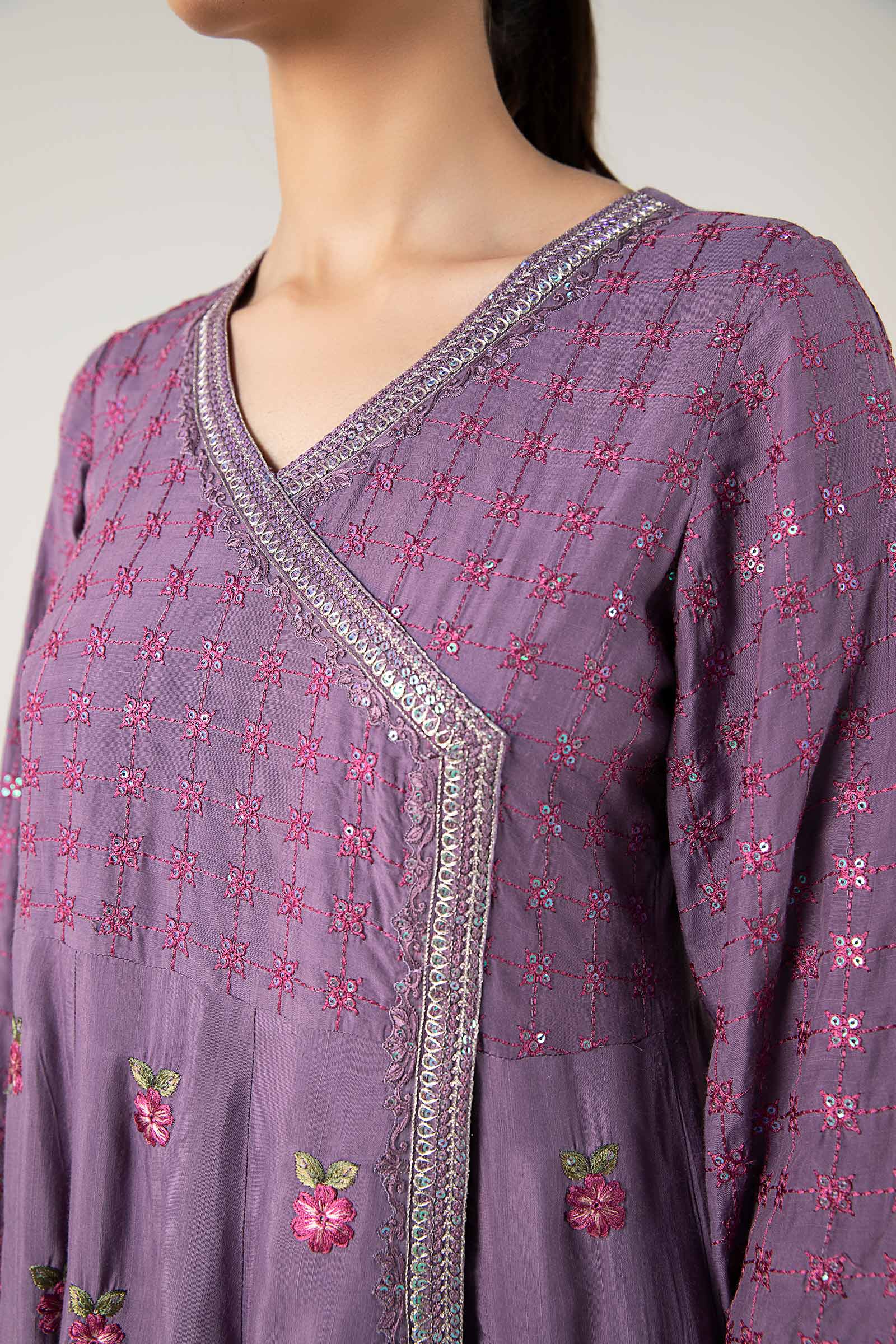 2 Pc Embroidered Raw Silk Suit - Image 4