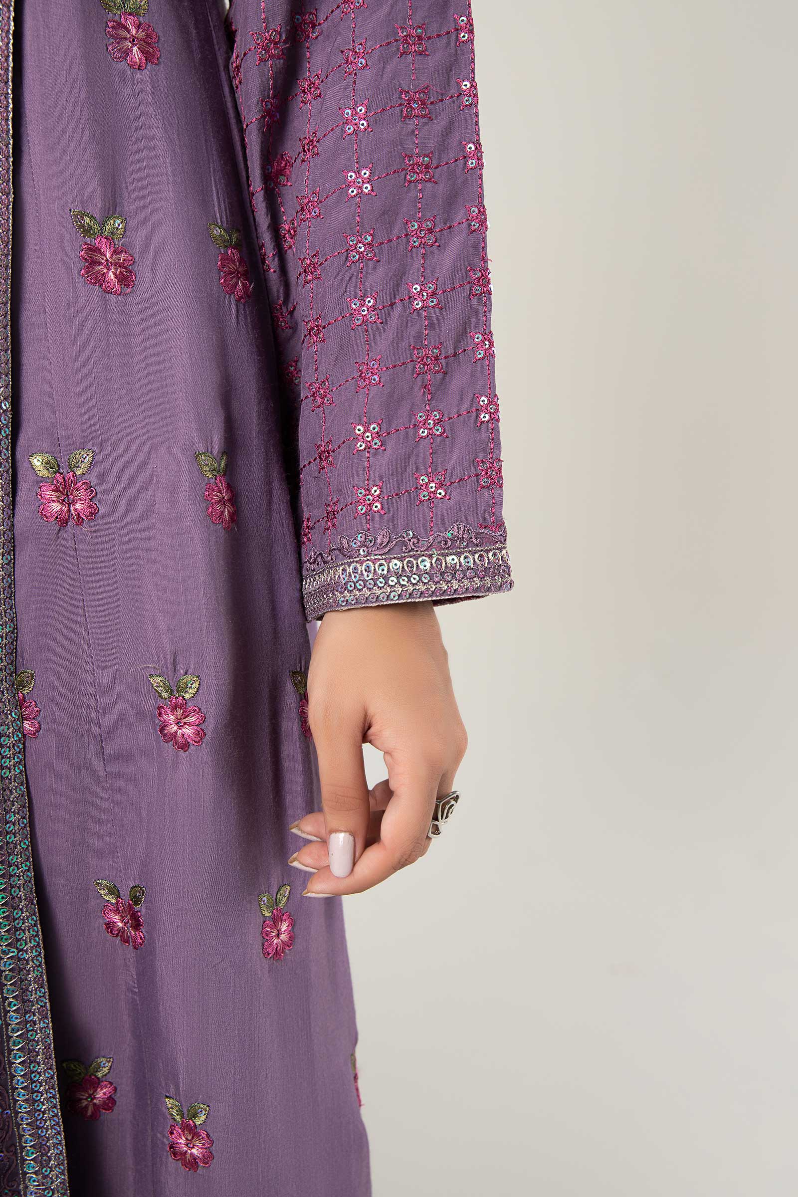 2 Pc Embroidered Raw Silk Suit - Image 5