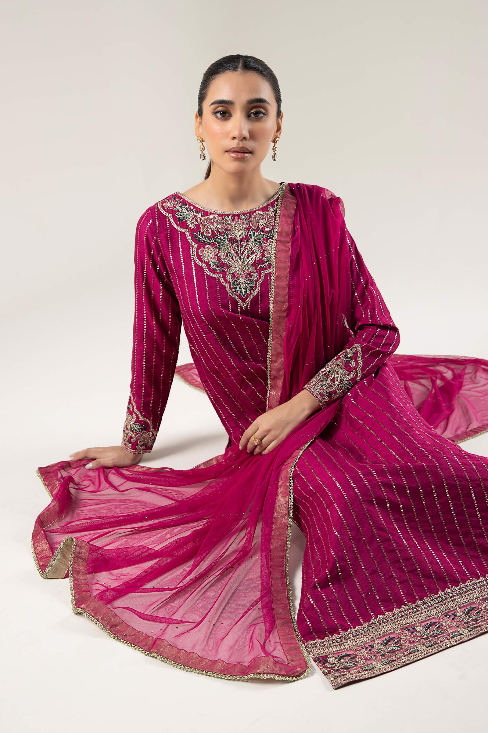 2 Pc Embroidered Khaddi Silk Suit