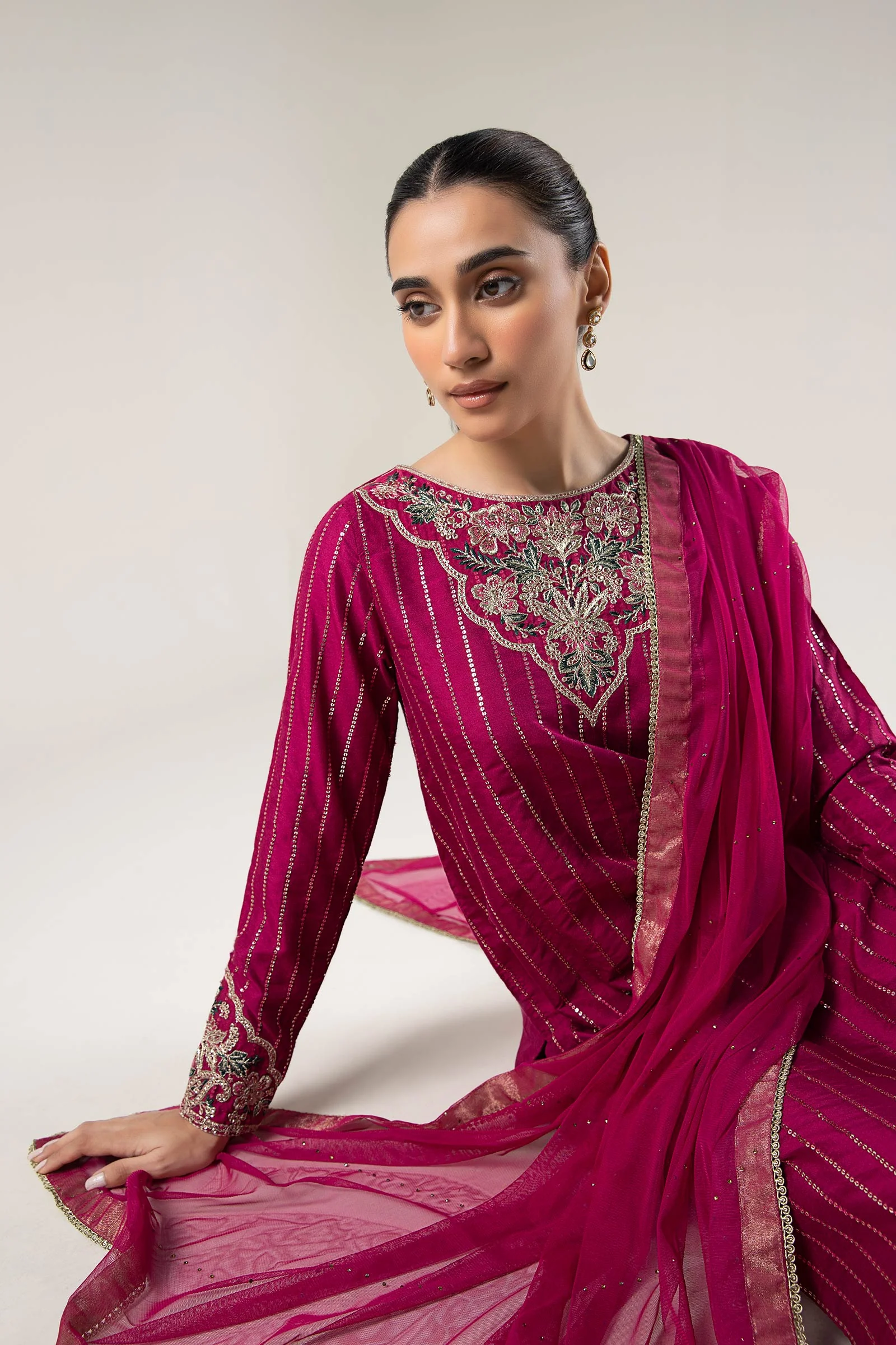 2 Pc Embroidered Khaddi Silk Suit - Image 2