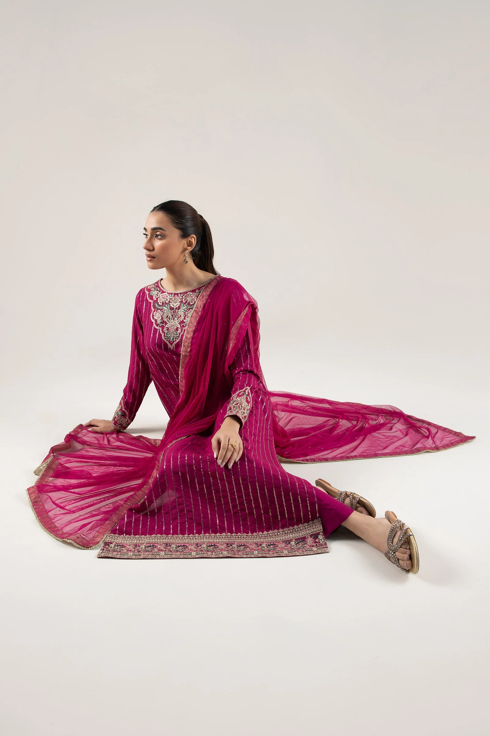 2 Pc Embroidered Khaddi Silk Suit - Image 3