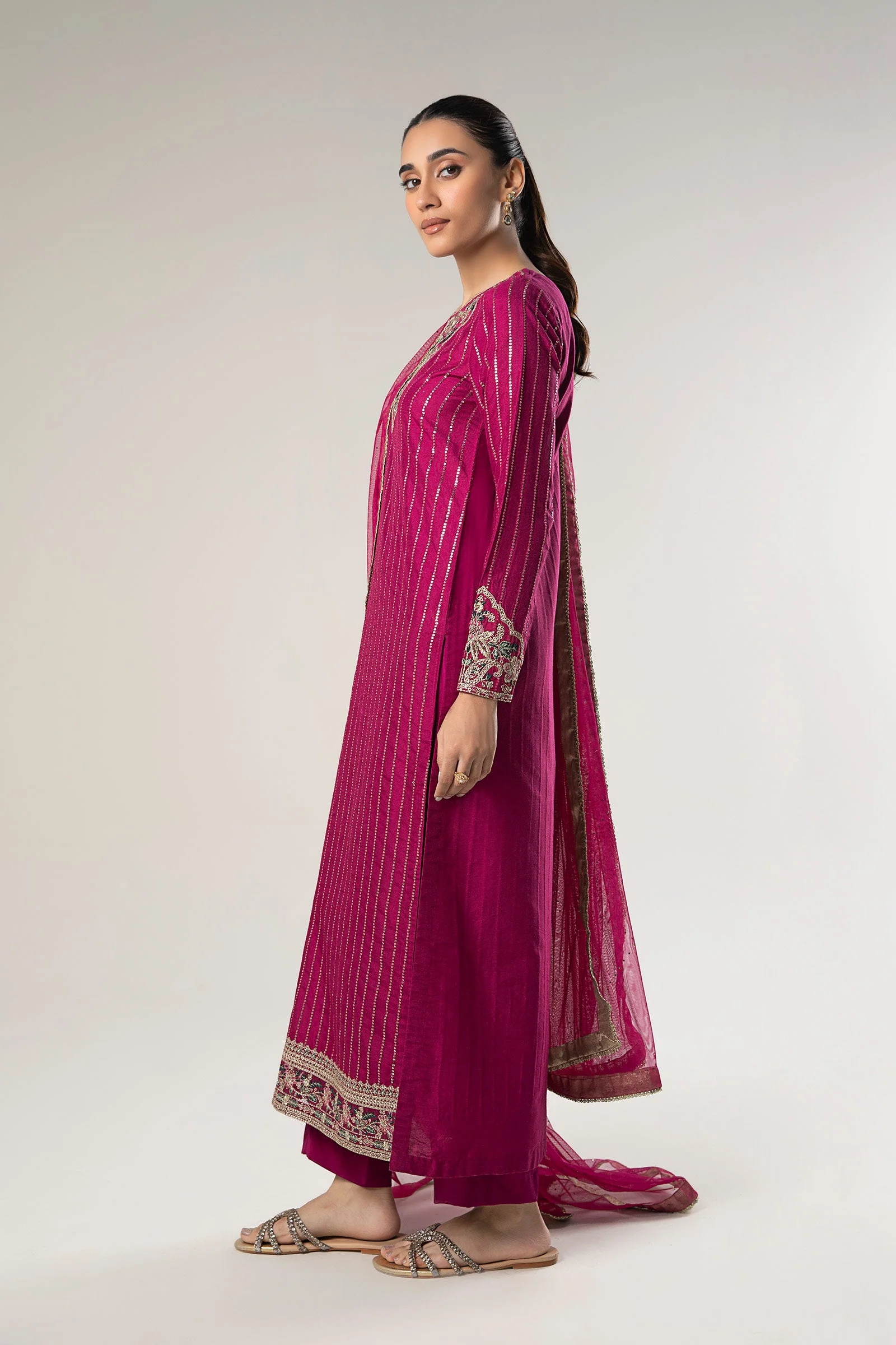2 Pc Embroidered Khaddi Silk Suit - Image 5