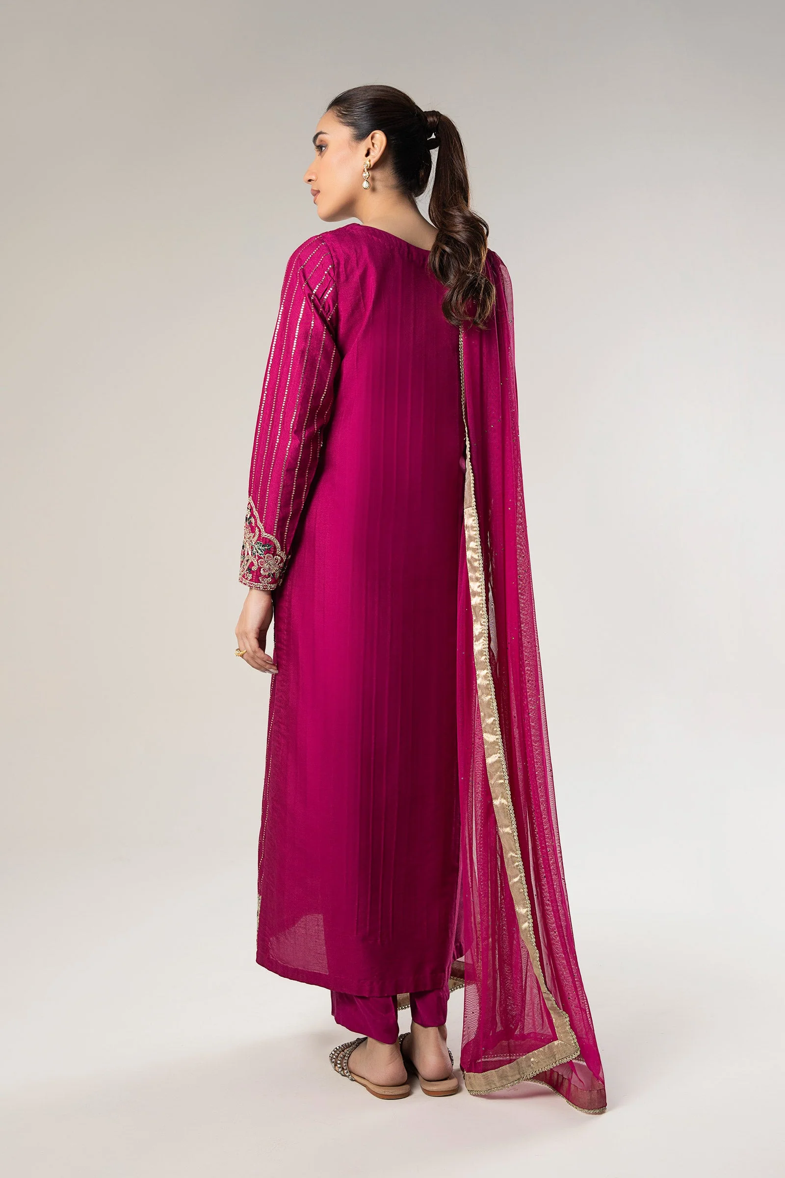 2 Pc Embroidered Khaddi Silk Suit - Image 6