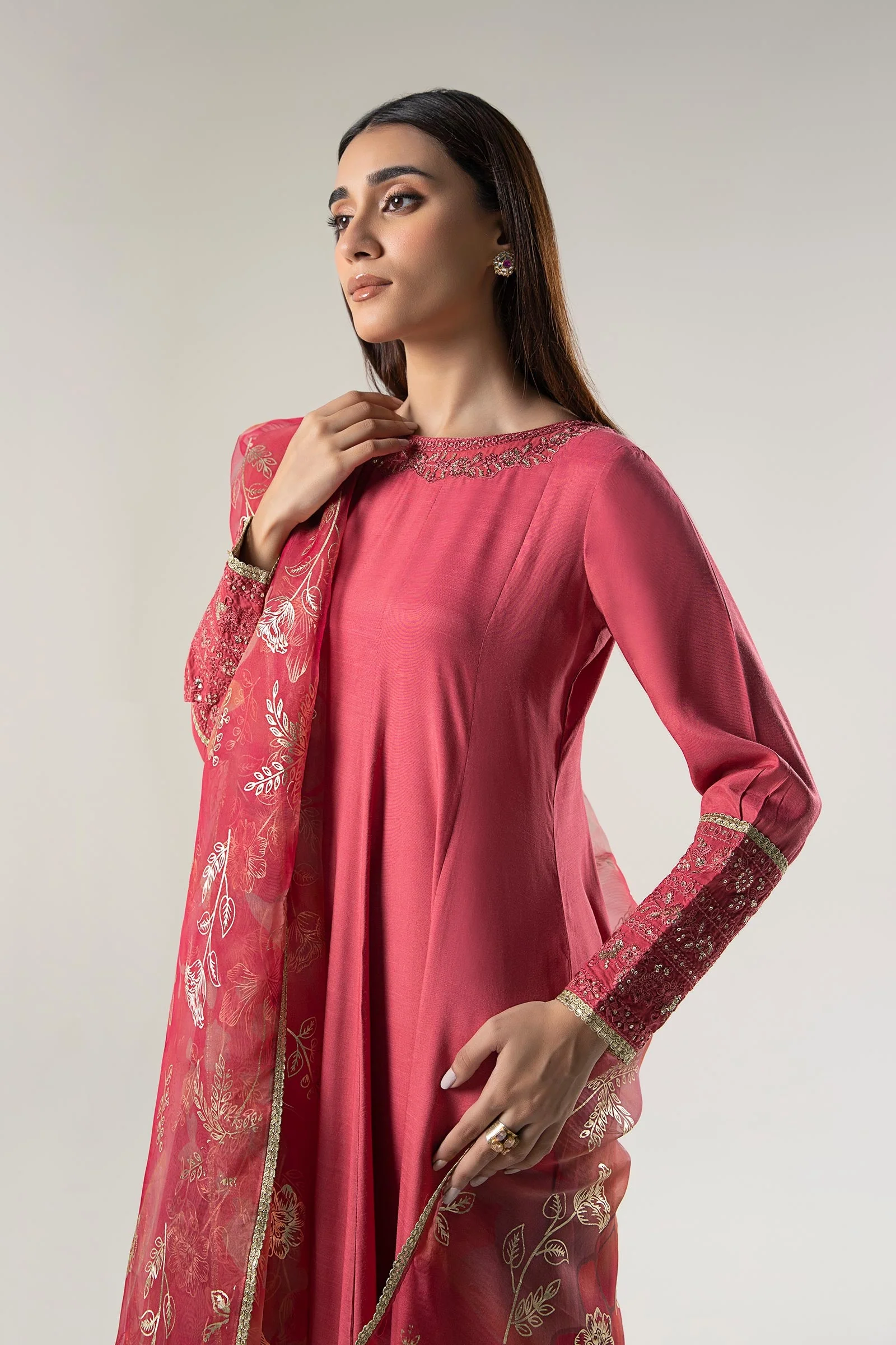 2 Pc Embroidered Raw Silk Suit - Image 3