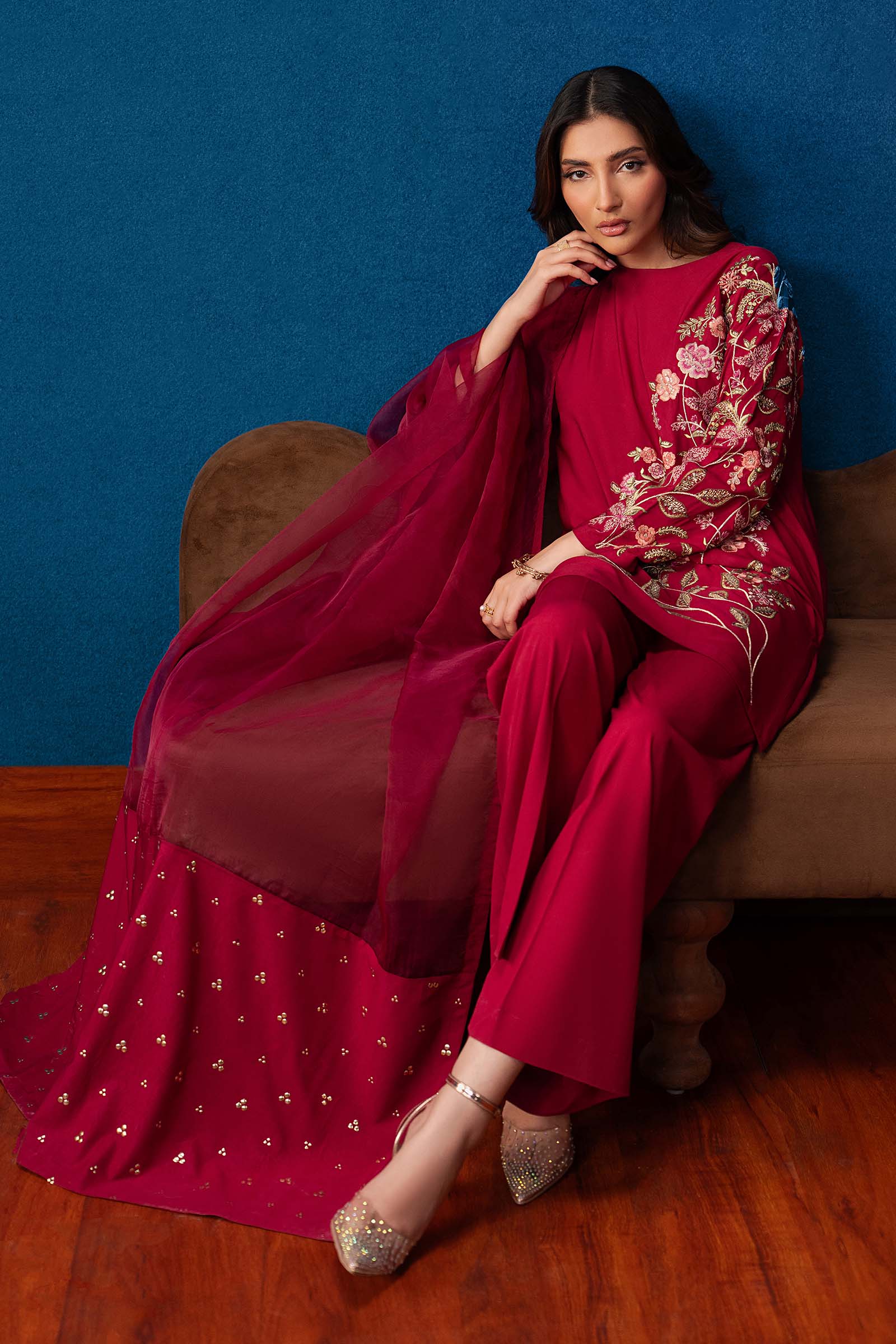 3 Pc Embroidered Crepe Suit - Image 3