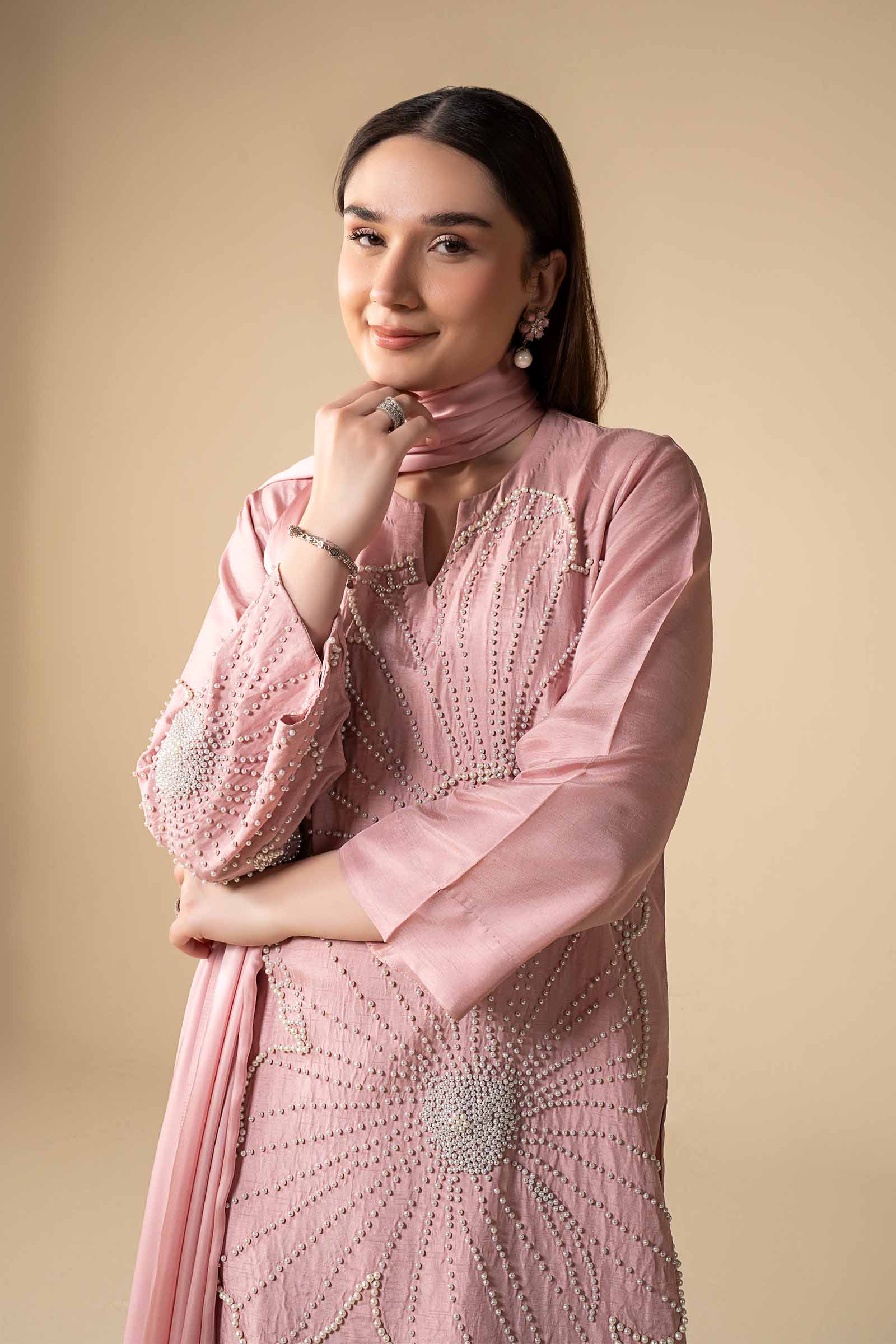 3 Pc Embellished Raw Silk Suit - Image 2