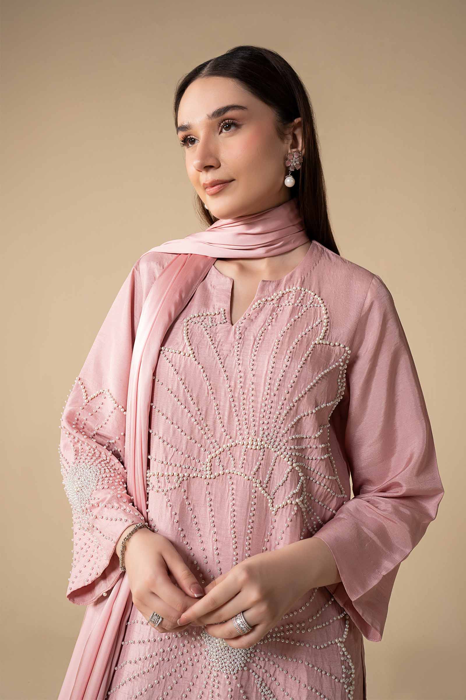 3 Pc Embellished Raw Silk Suit - Image 4
