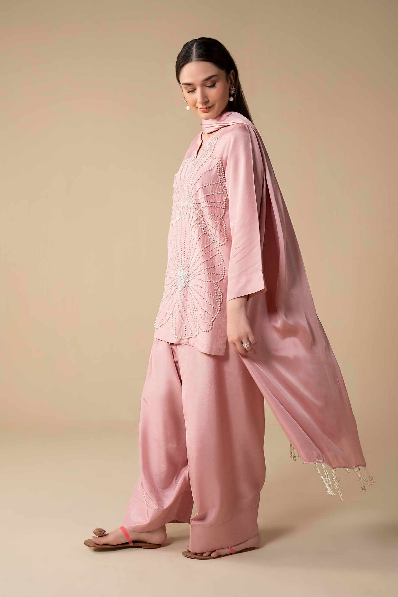 3 Pc Embellished Raw Silk Suit - Image 6