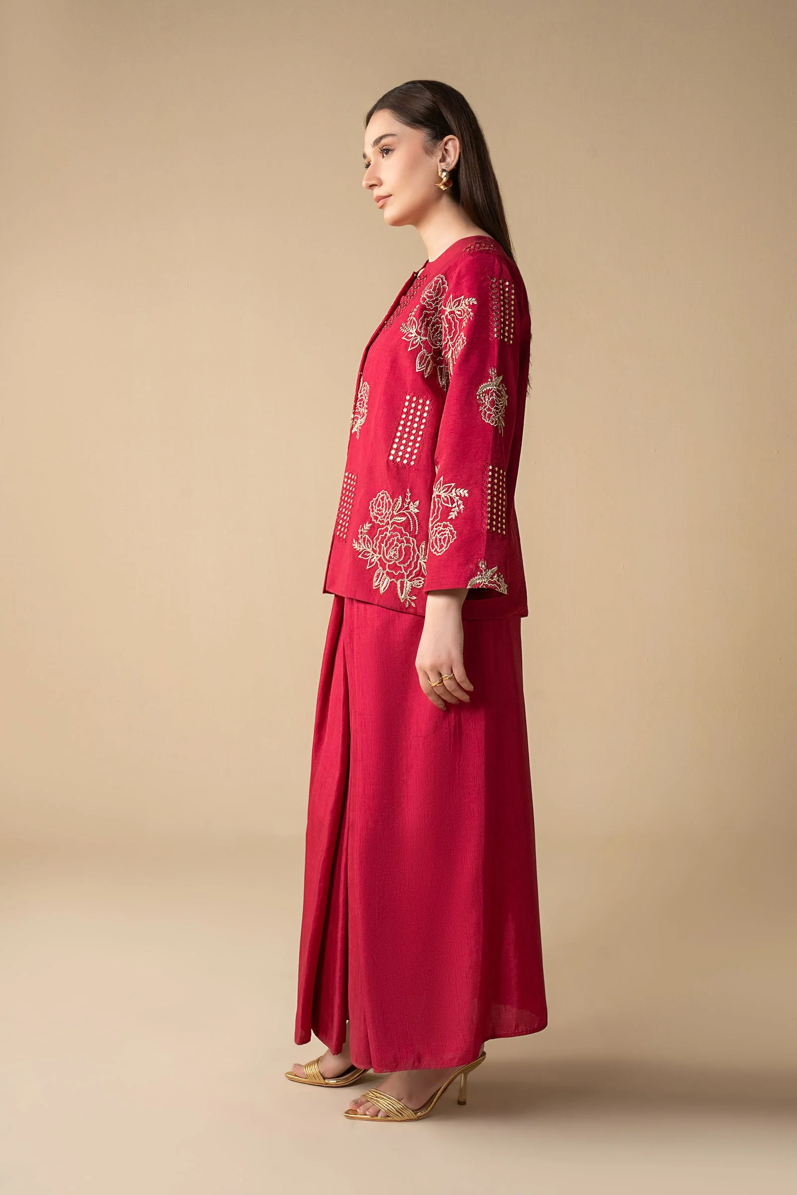 2 Pc Embroidered Raw Silk Suit - Image 3