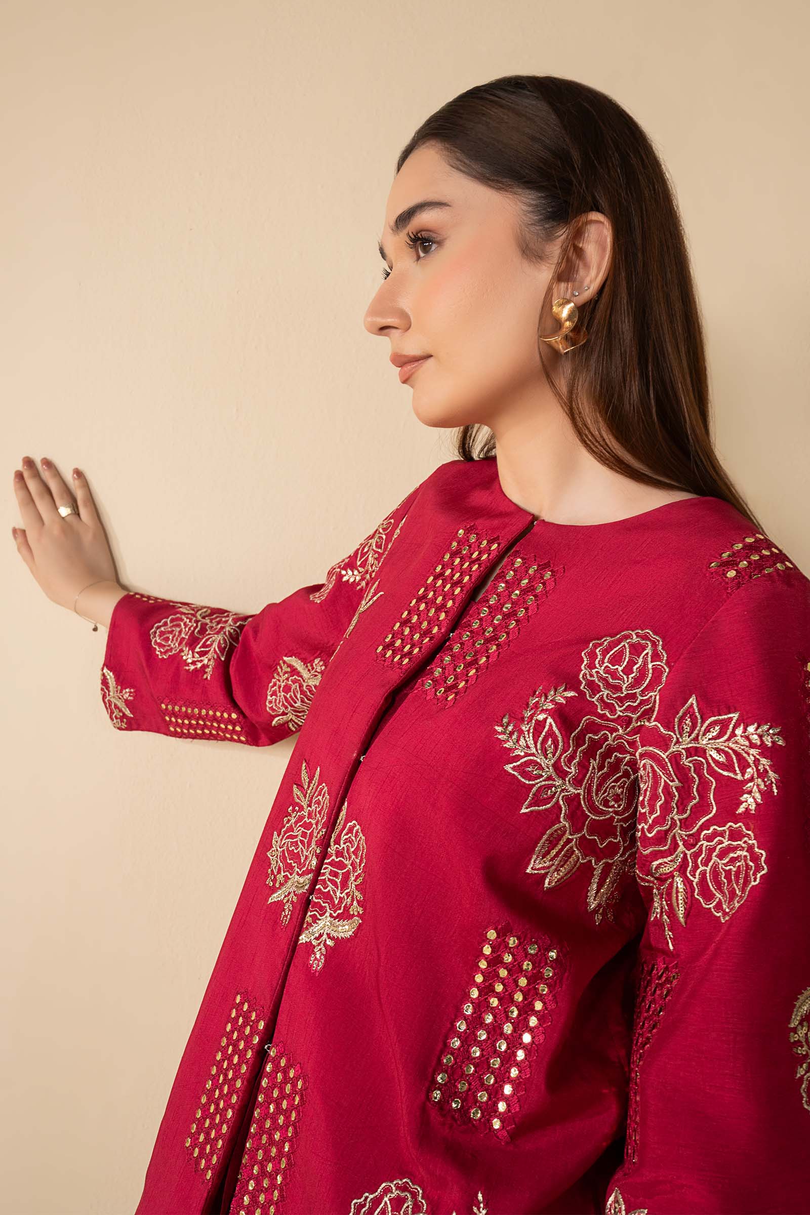 2 Pc Embroidered Raw Silk Suit - Image 6