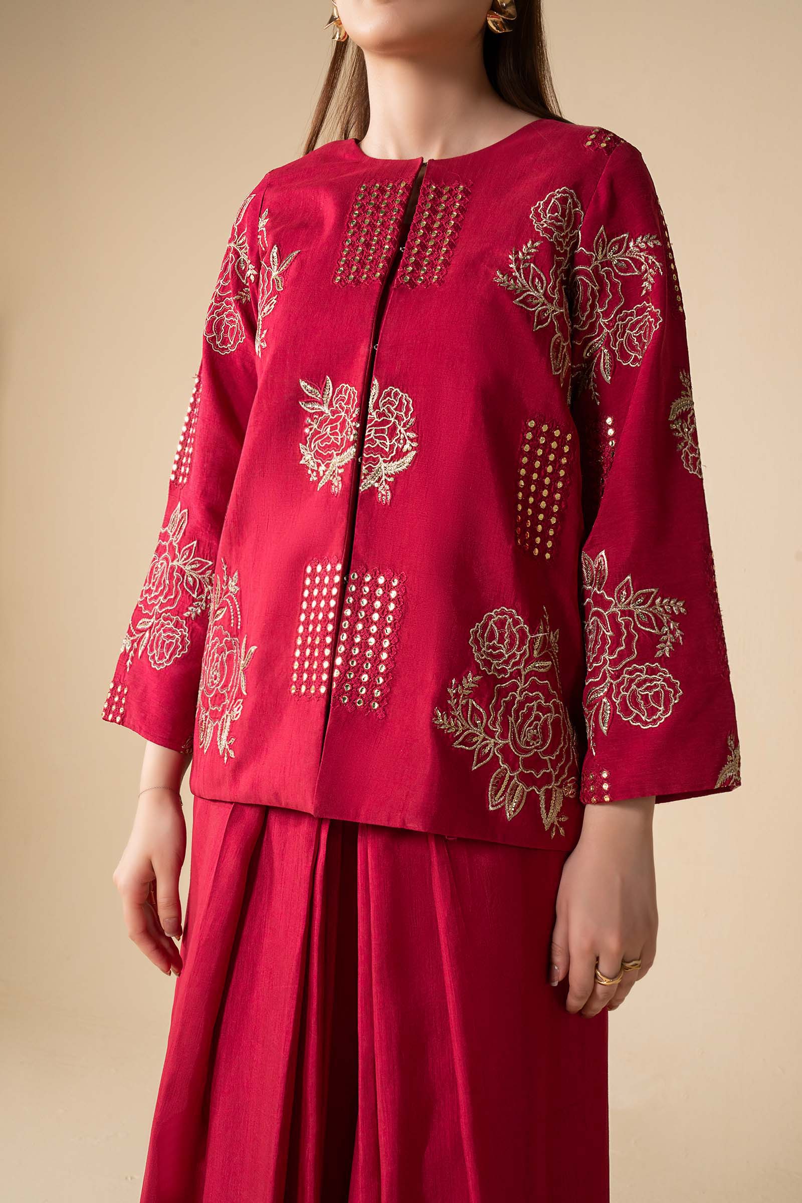 2 Pc Embroidered Raw Silk Suit - Image 7