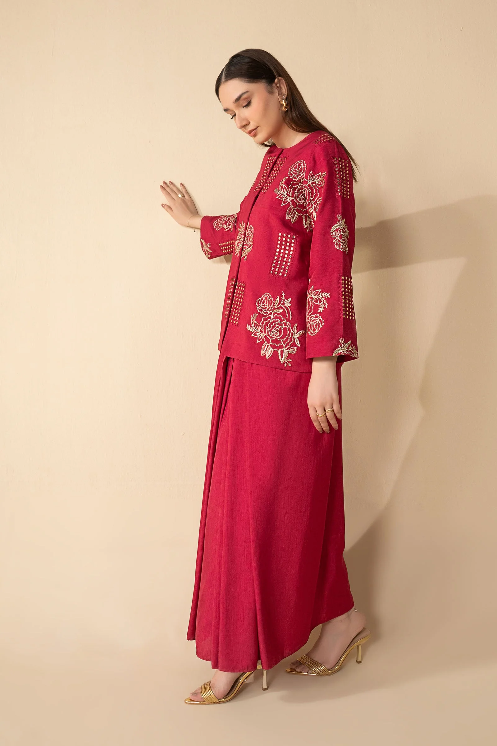 2 Pc Embroidered Raw Silk Suit - Image 9