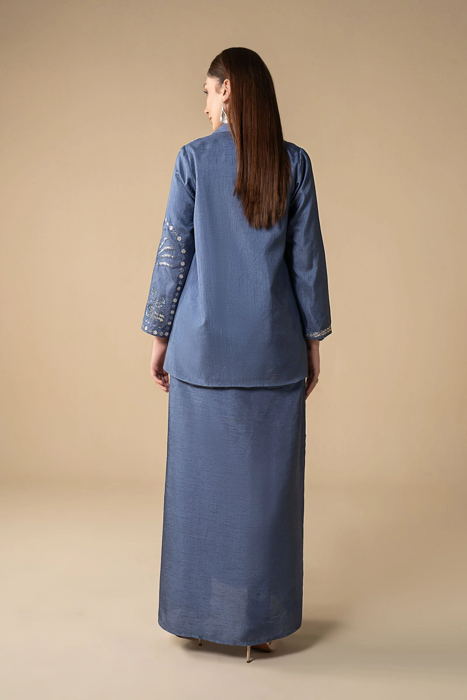 2 Pc Embroidered Raw Silk Suit - Image 6