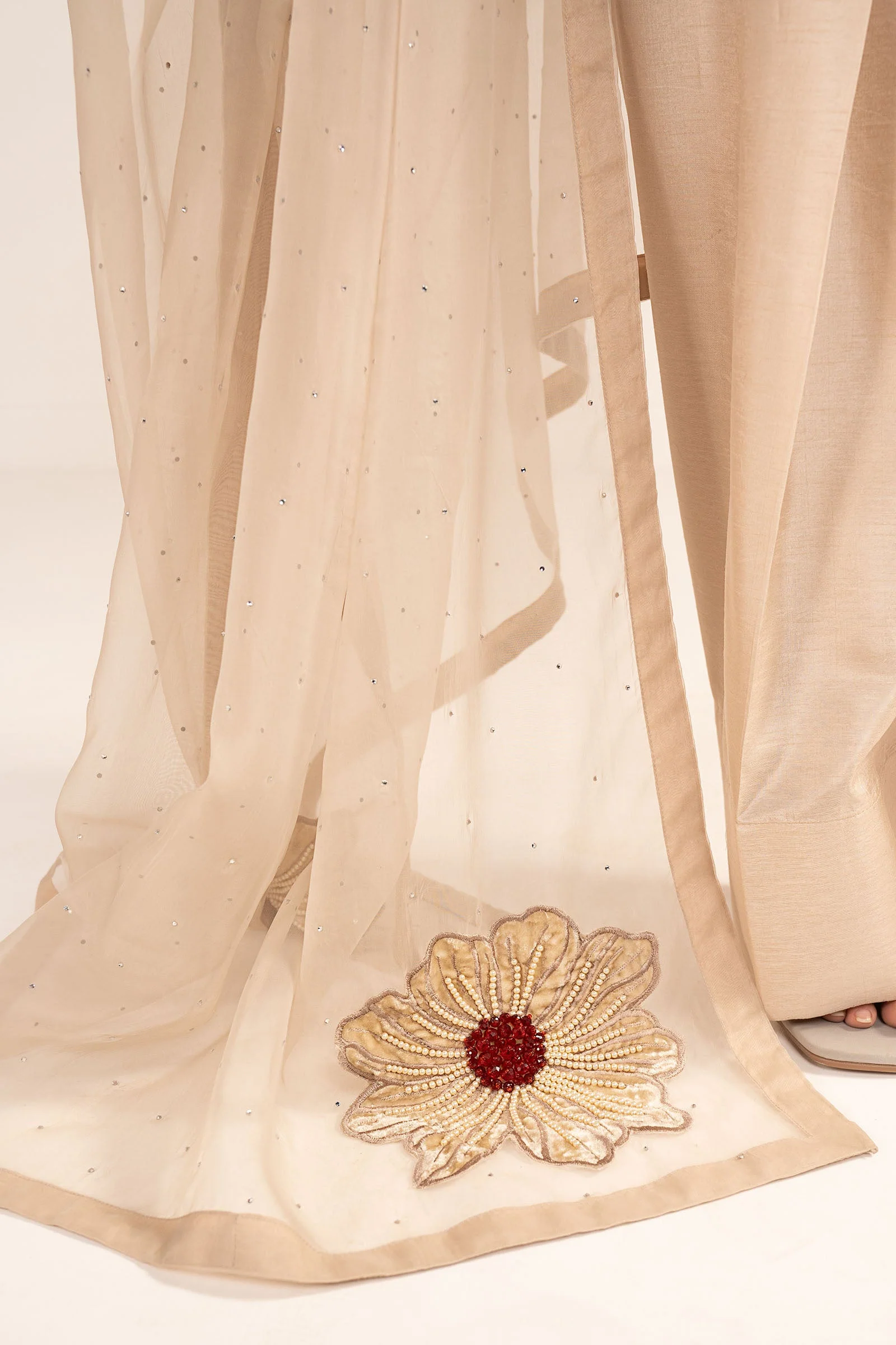 3 Pc Embellished Raw Silk Suit - Image 4