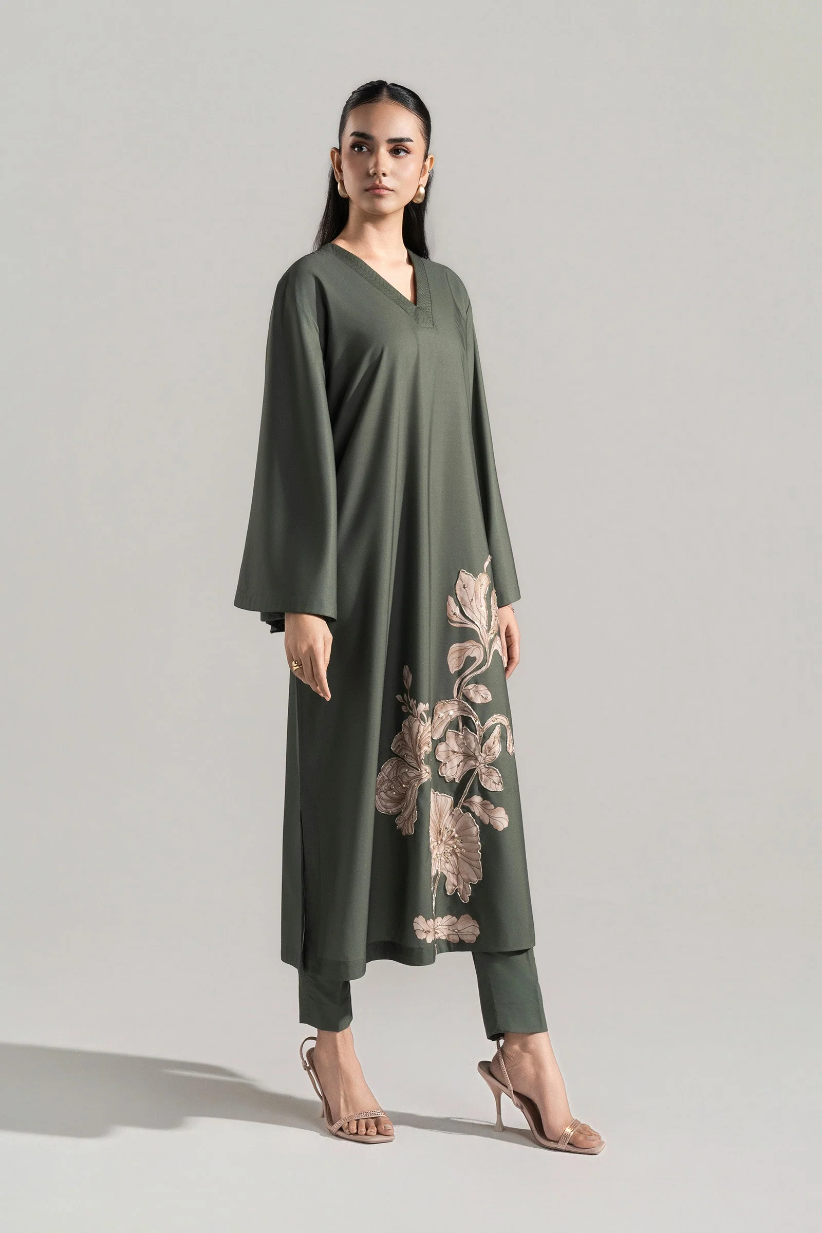 2 Pc Printed Raw Silk Suit - Image 5