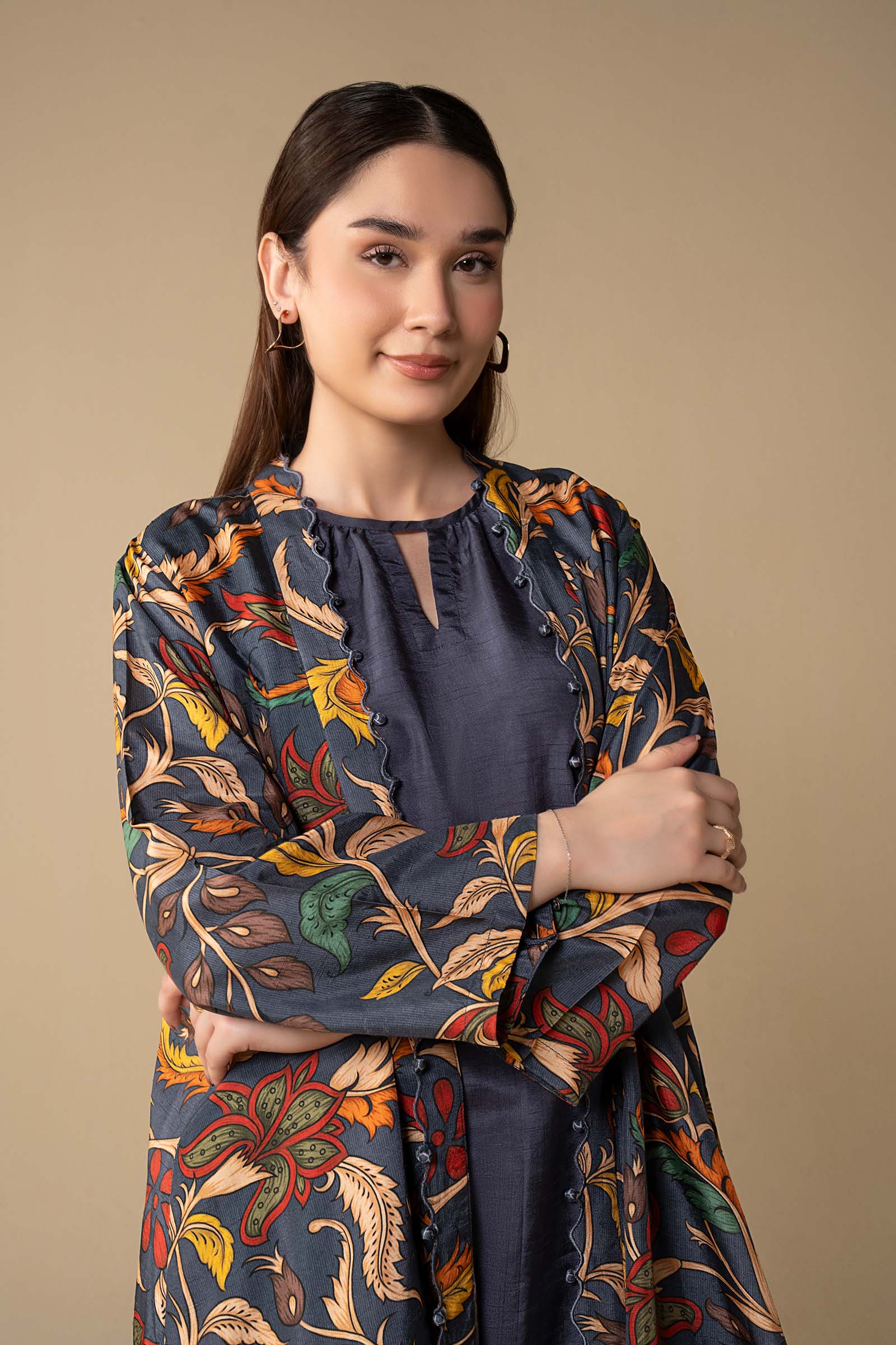 3 Pc Printed Raw Silk Suit - Image 3