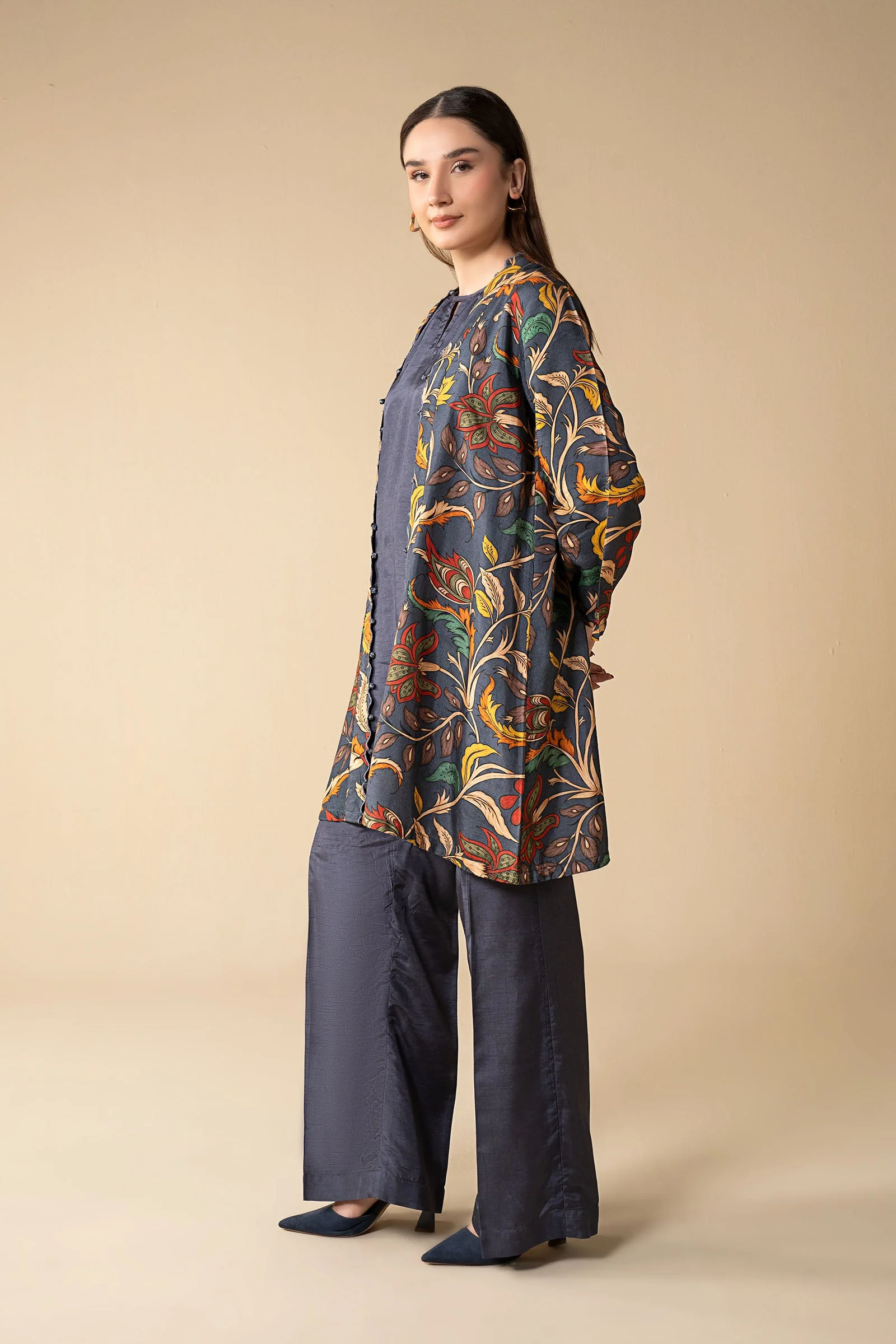 3 Pc Printed Raw Silk Suit - Image 5