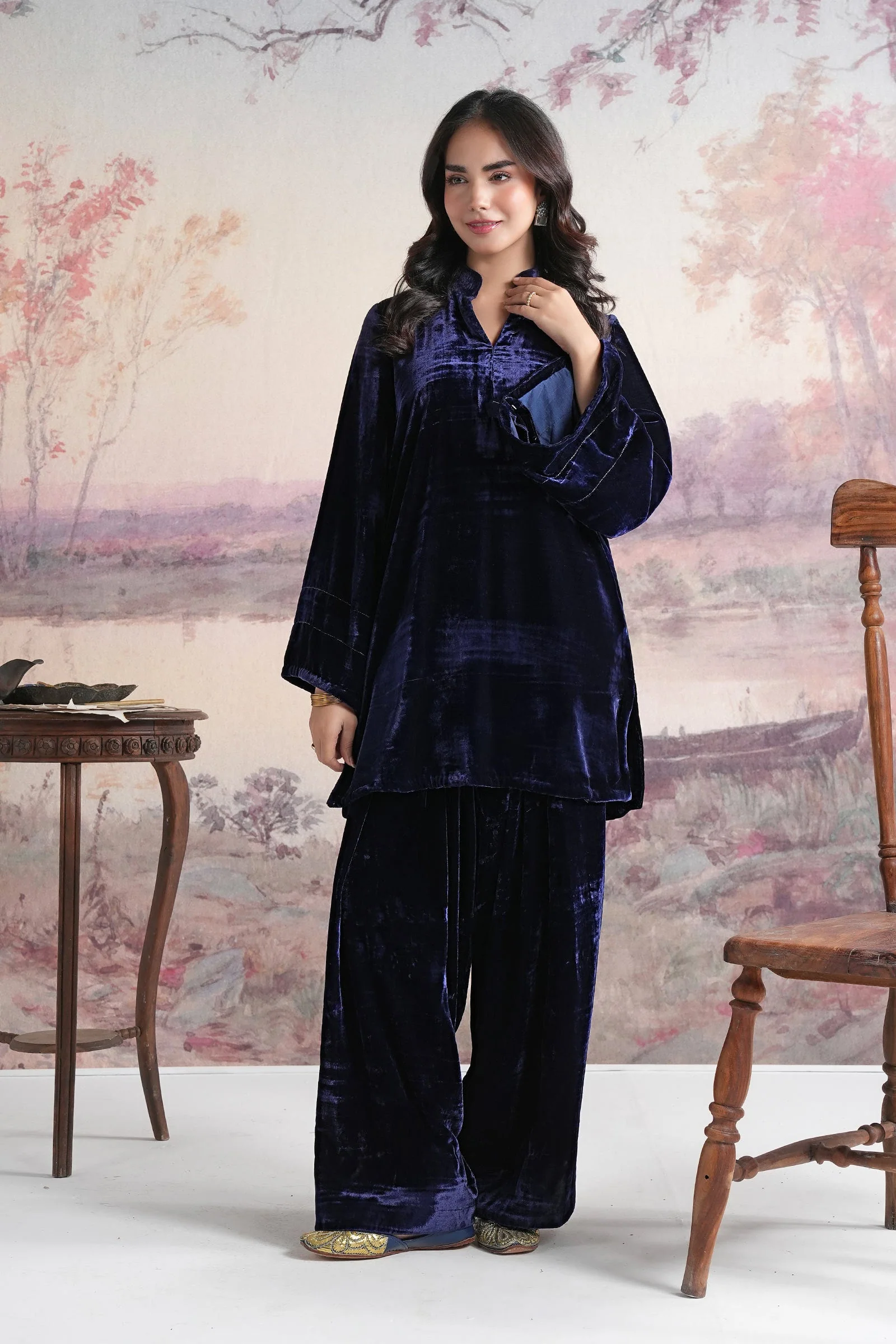 2 Pc Dyed Velvet Suit