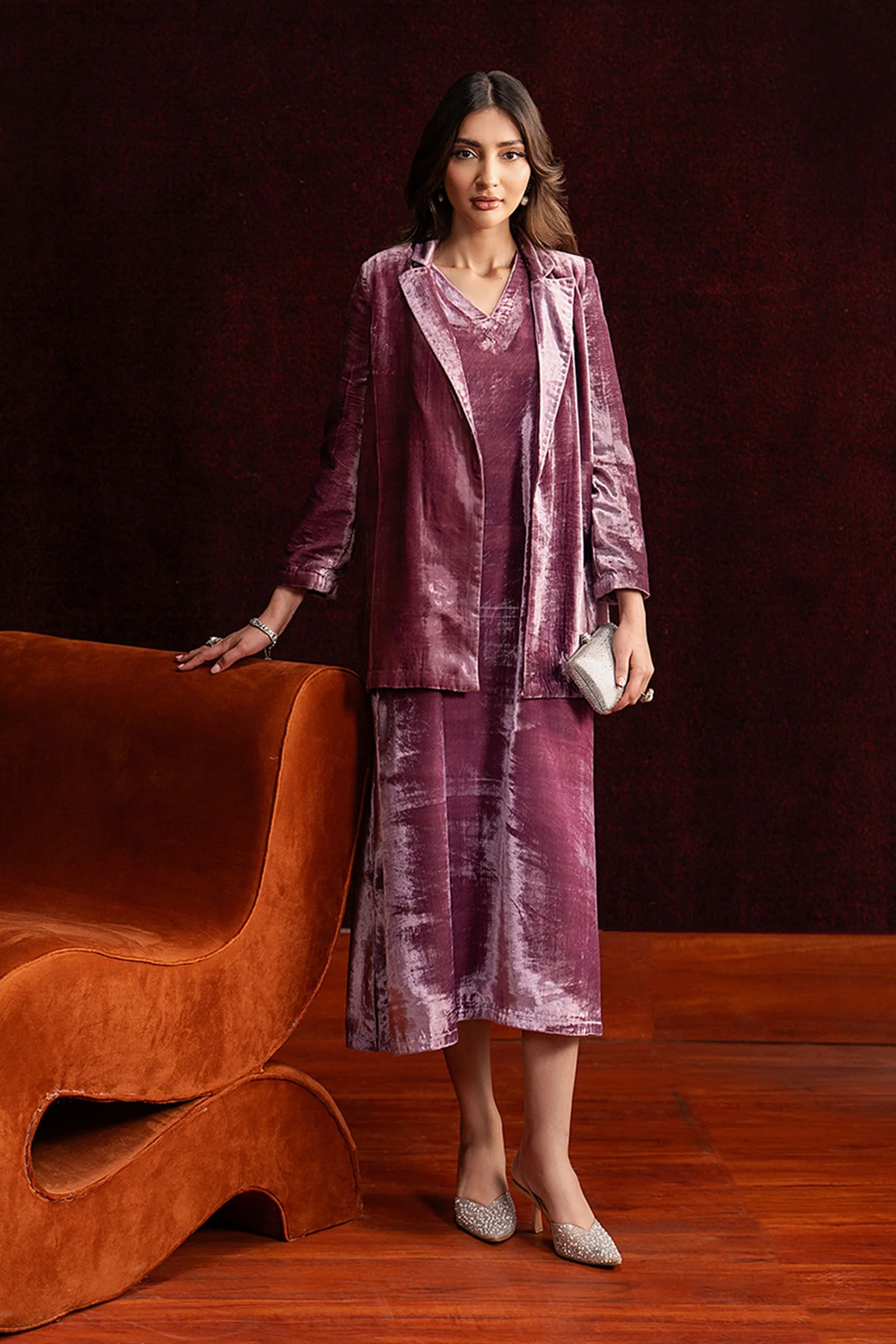 2 Pc Dyed Velvet Suit