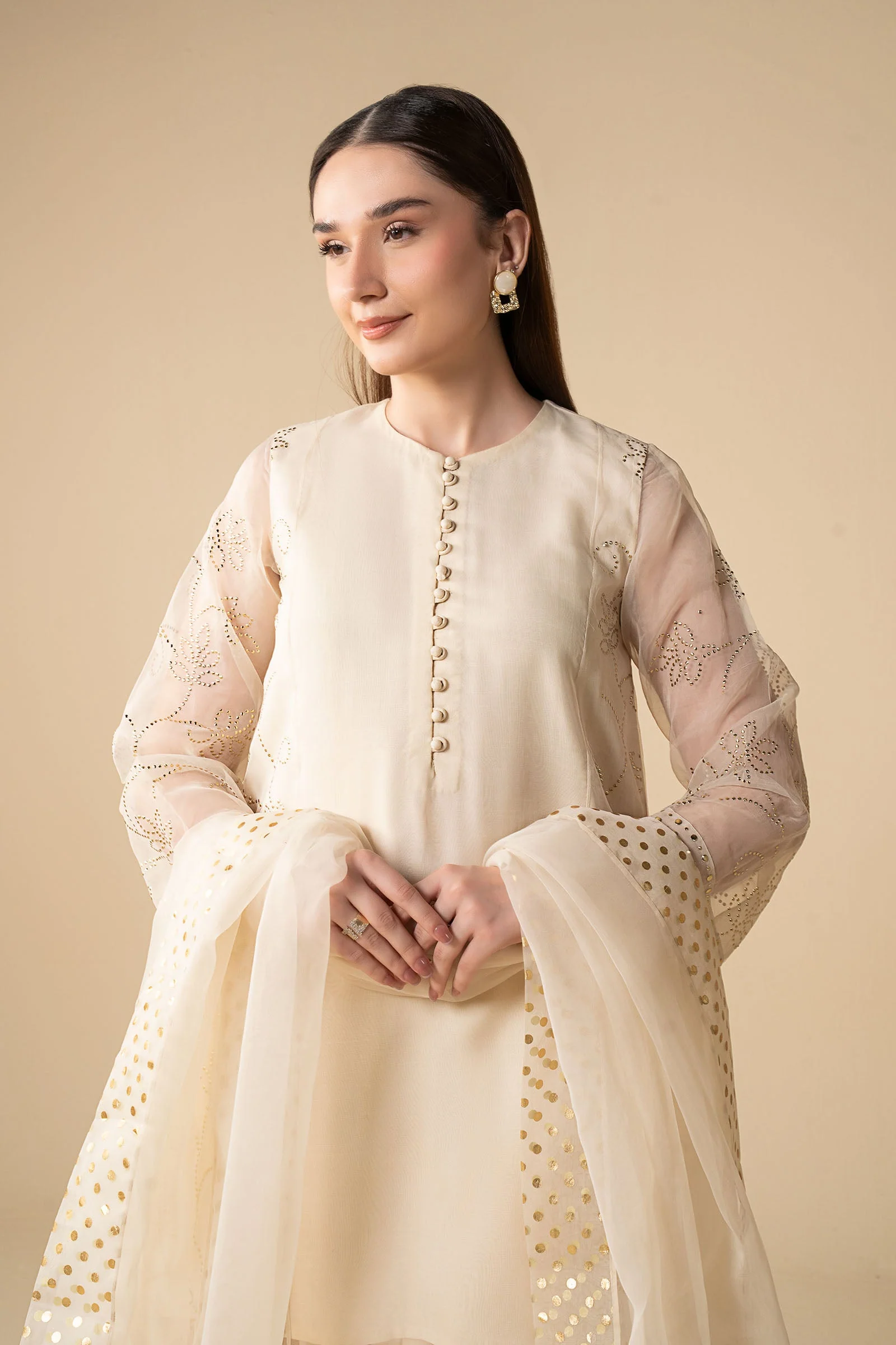 3 Pc Embellished Organza Suit - Image 2