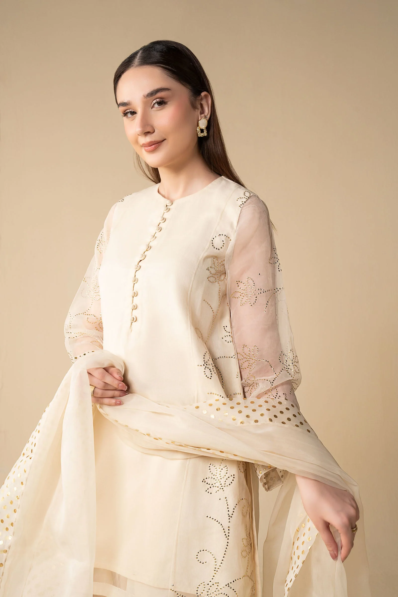 3 Pc Embellished Organza Suit - Image 3