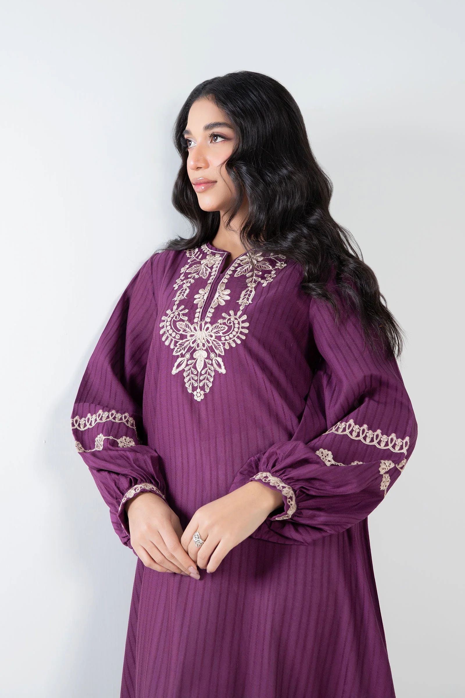 Embroidered Textured Frock - Image 2