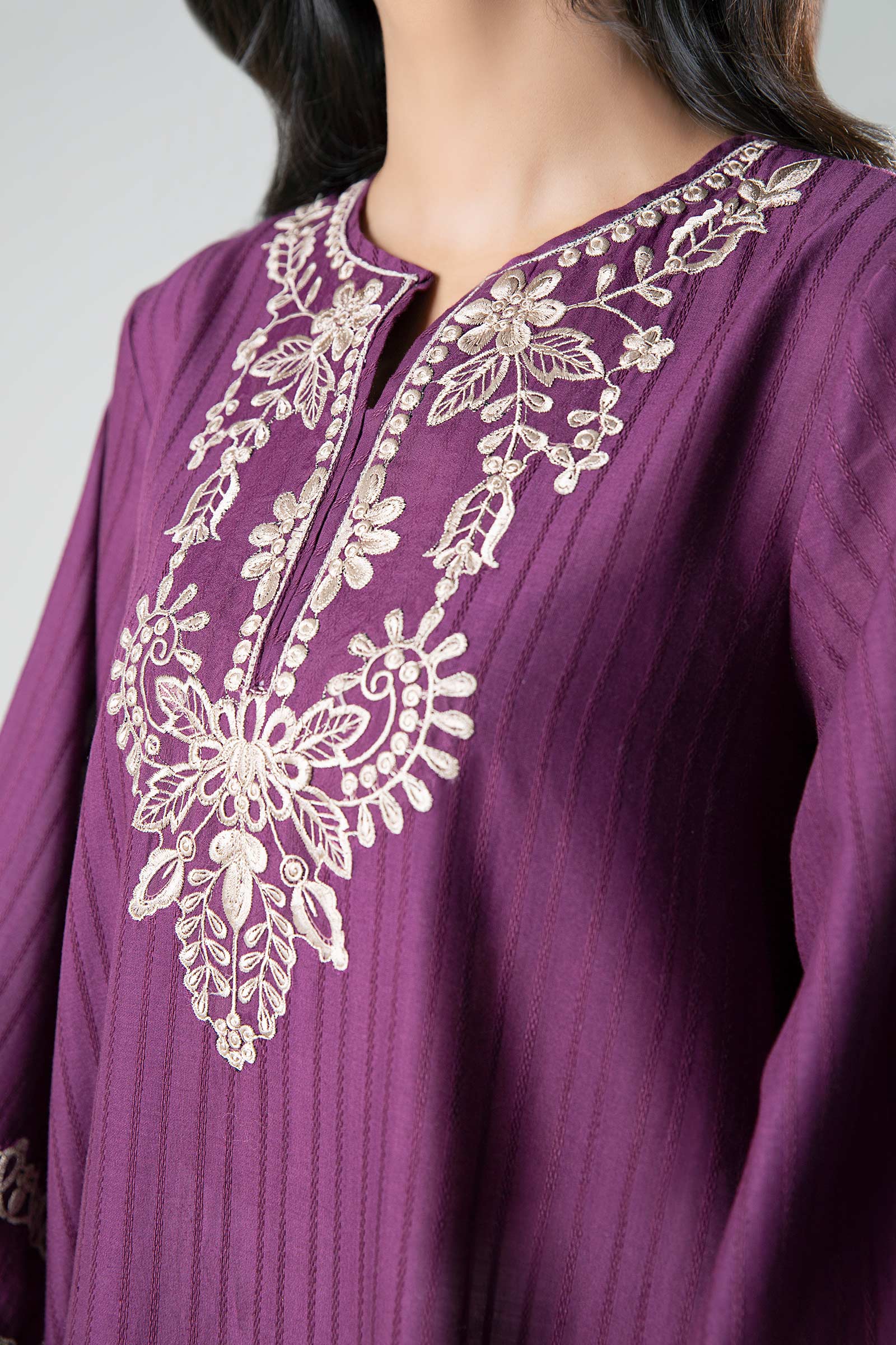 Embroidered Textured Frock - Image 3