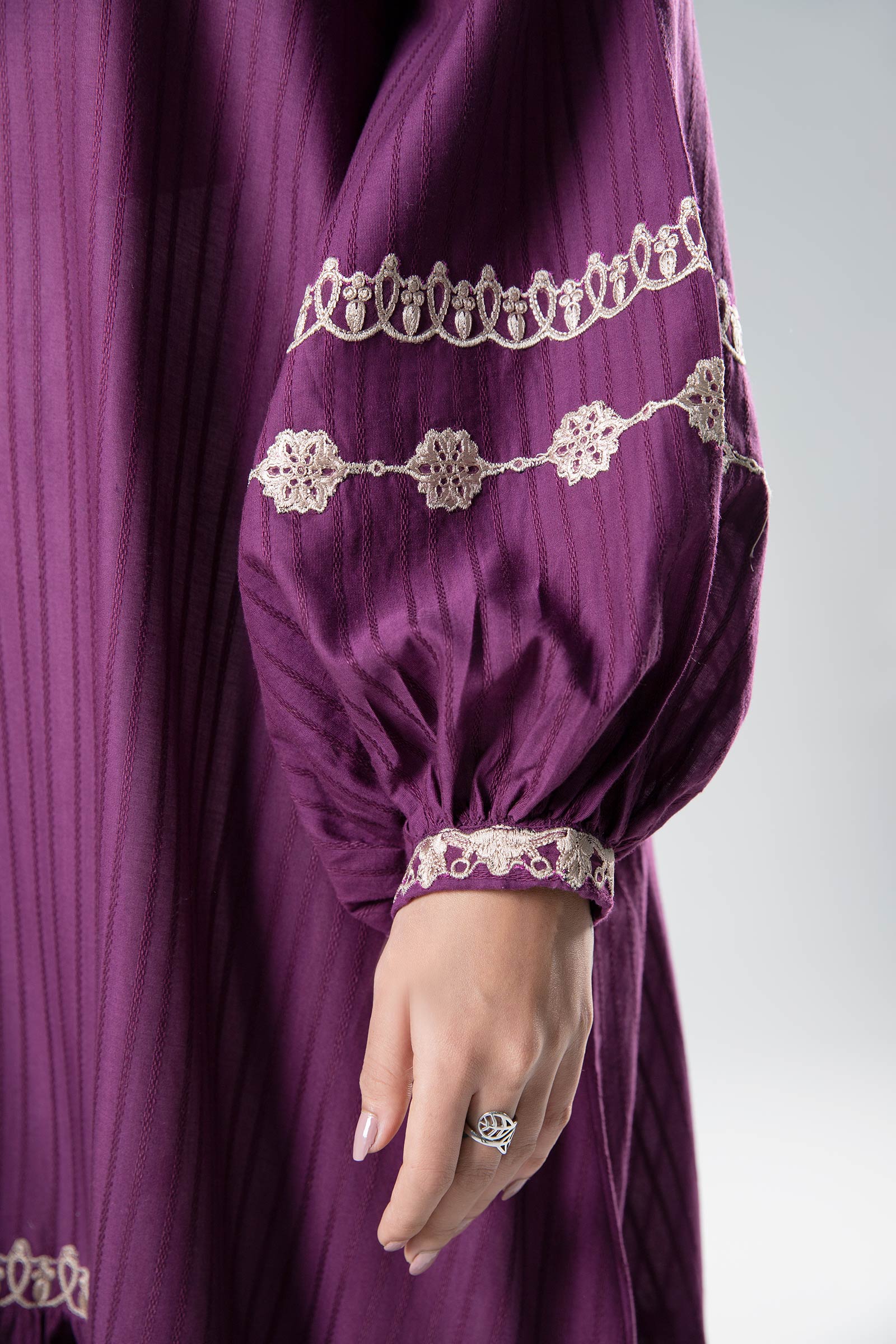 Embroidered Textured Frock - Image 4