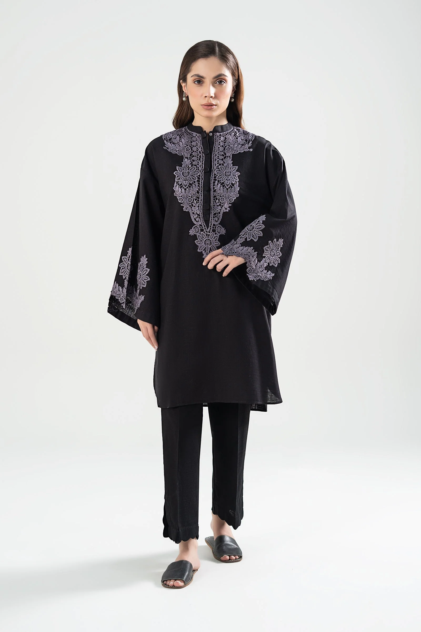 Embroidered Crosshatch Slub Shirt