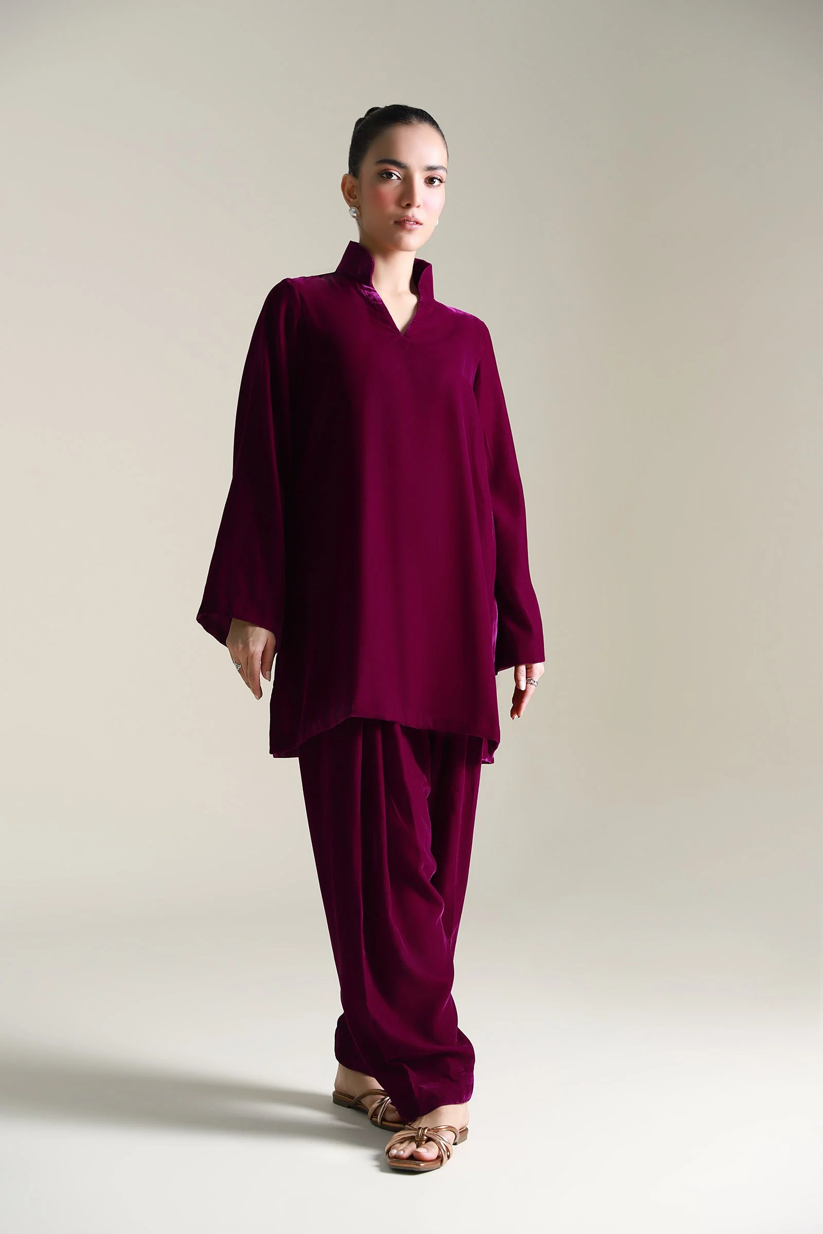 2 Pc Dyed Velvet Suit - Image 2